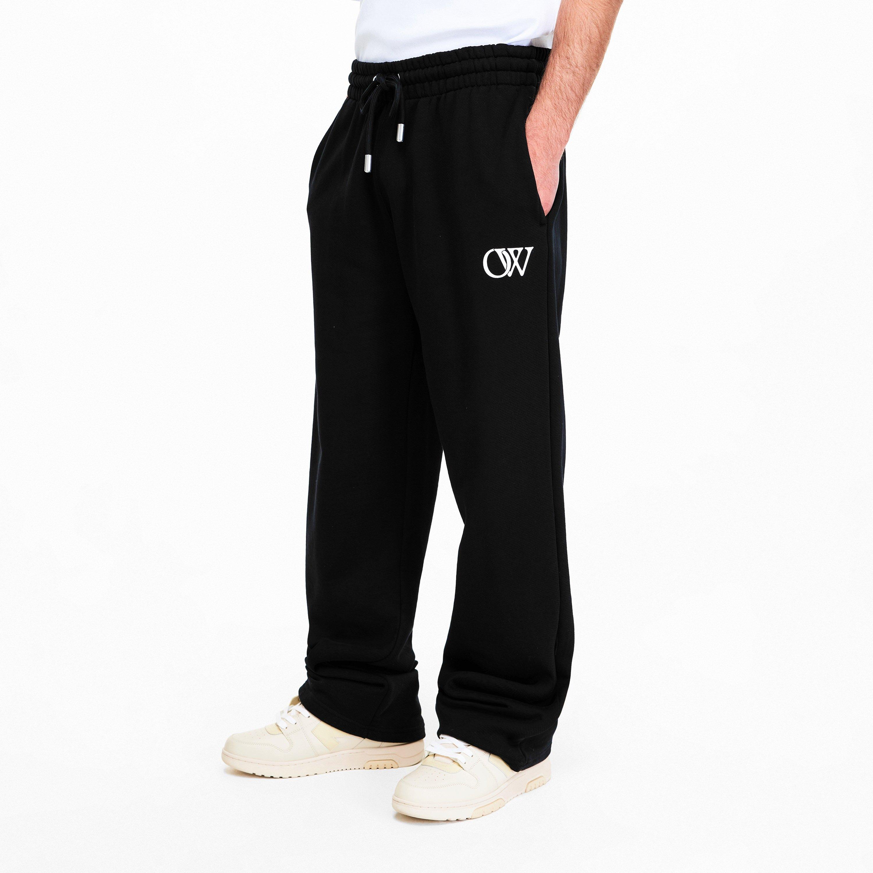 Black-White - Off White - Men's Closed Hem Fleece Joggers - 3
