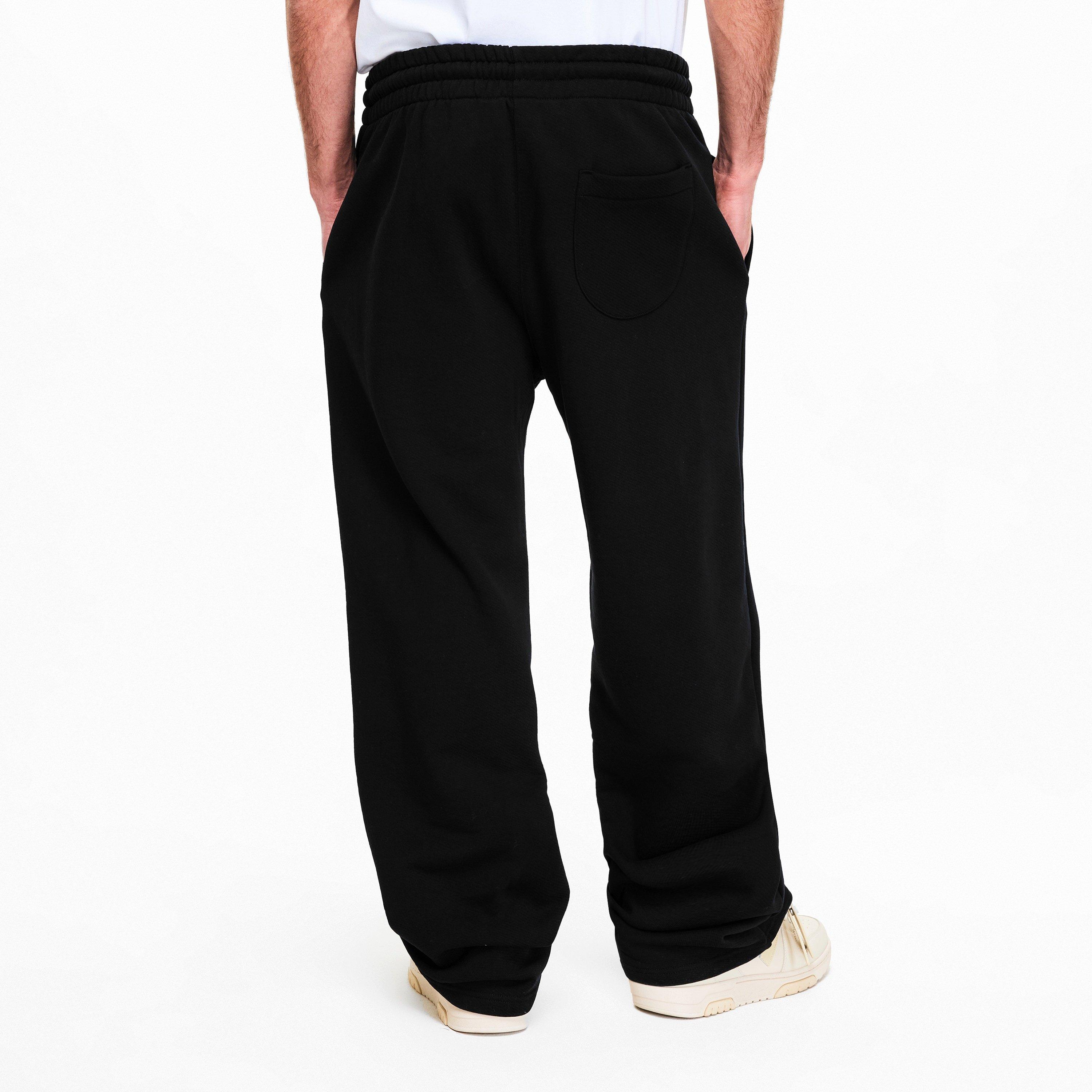 Black-White - Off White - Men's Closed Hem Fleece Joggers - 4
