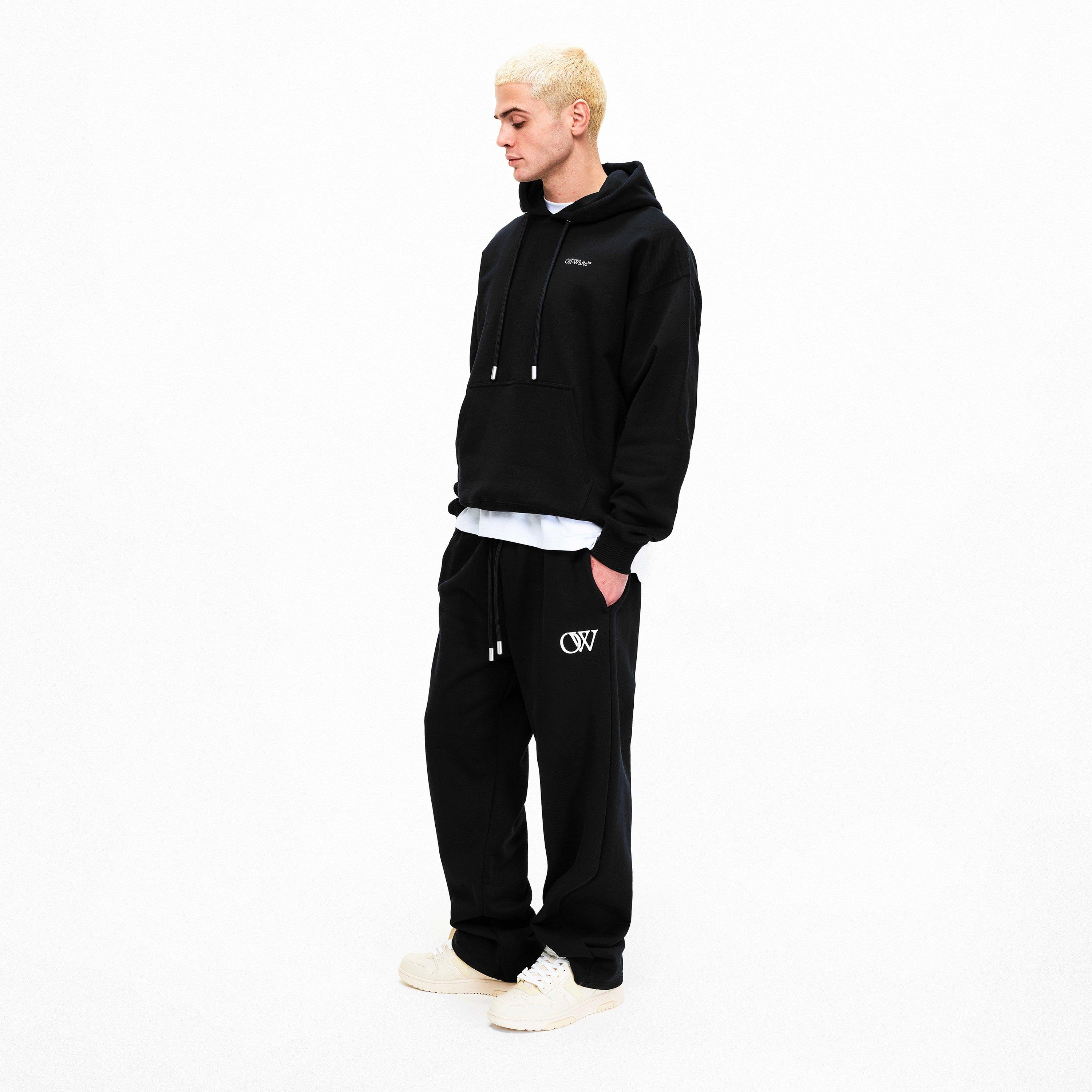 Black-White - Off White - Men's Closed Hem Fleece Joggers - 6