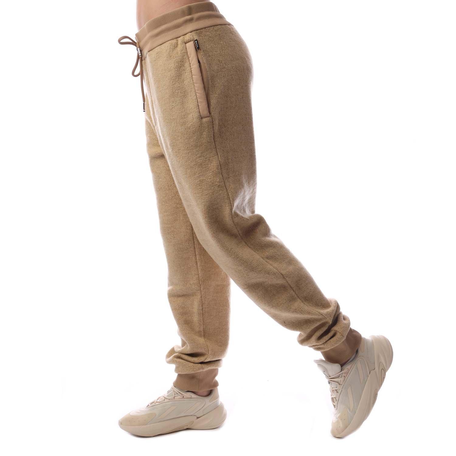 Beige - Boss - Men's Closed Hem Fleece Joggers - 2