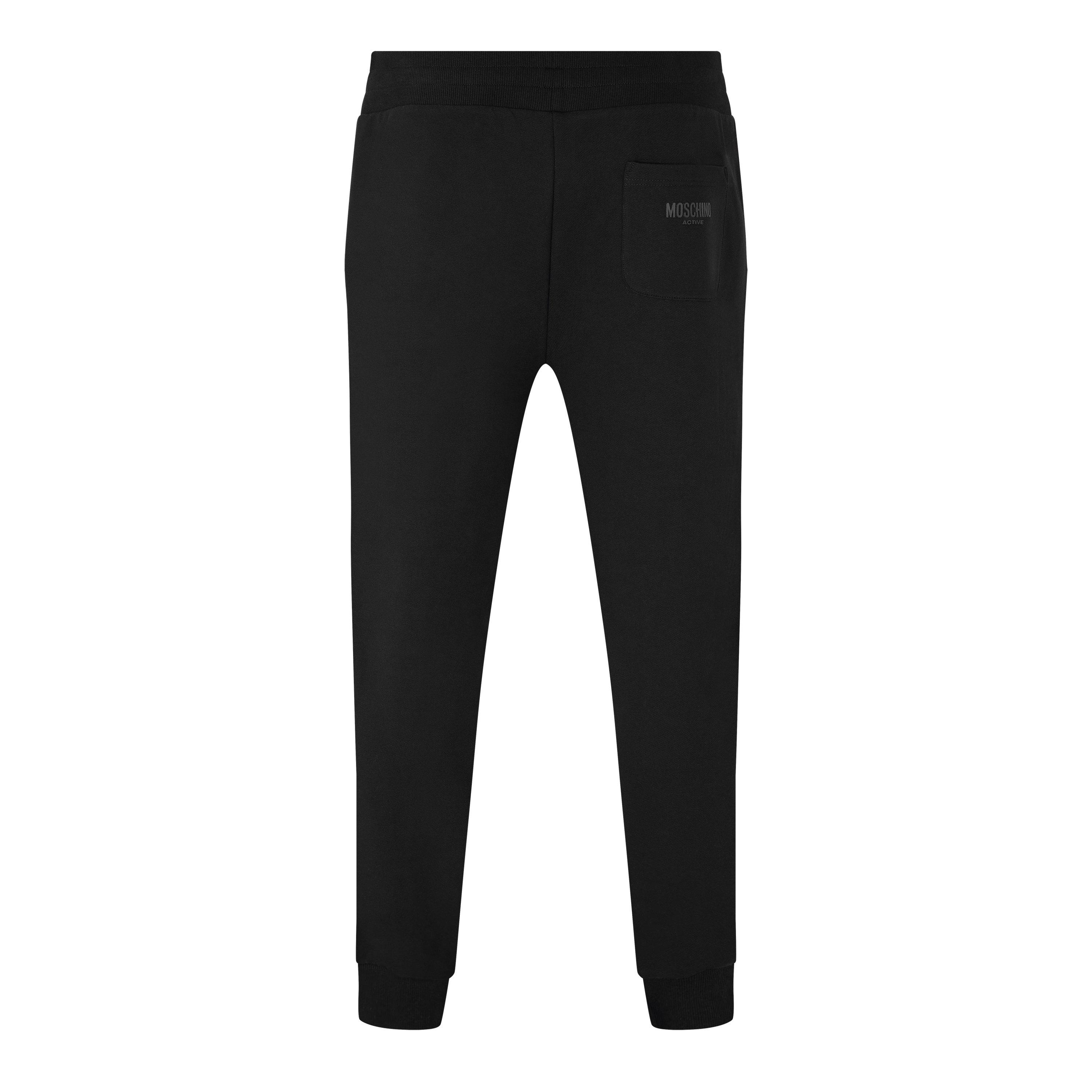 Black - Moschino - Men's Tape Closed Hem Fleece Joggers - 2