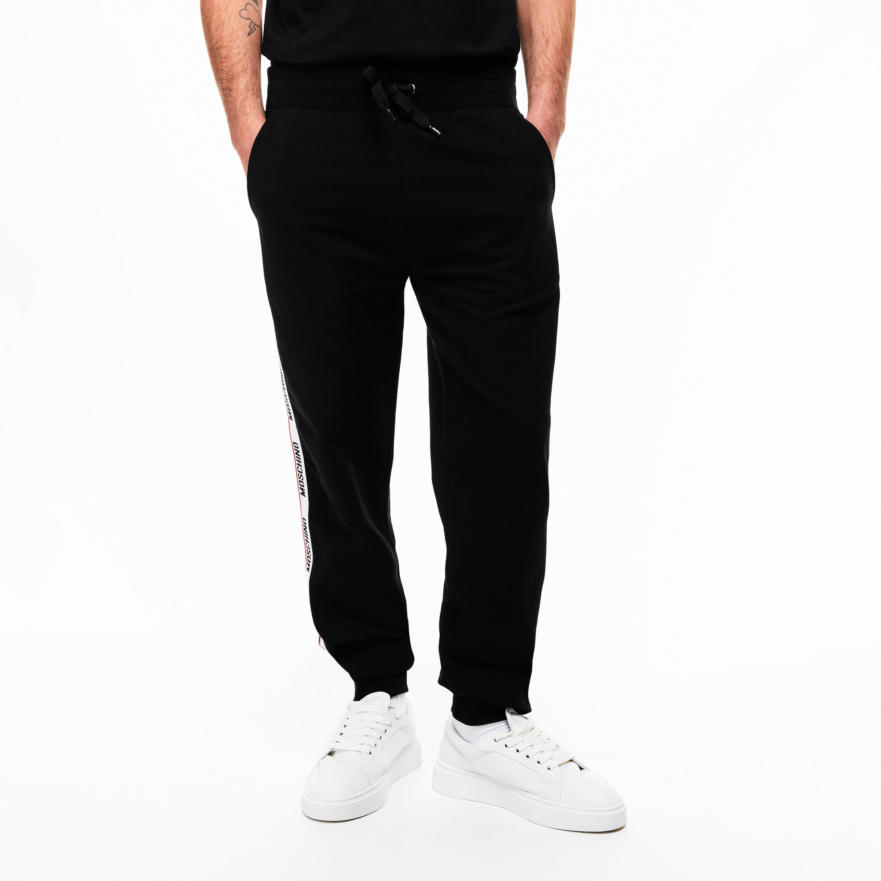 Black - Moschino - Men's Tape Closed Hem Fleece Joggers - 3