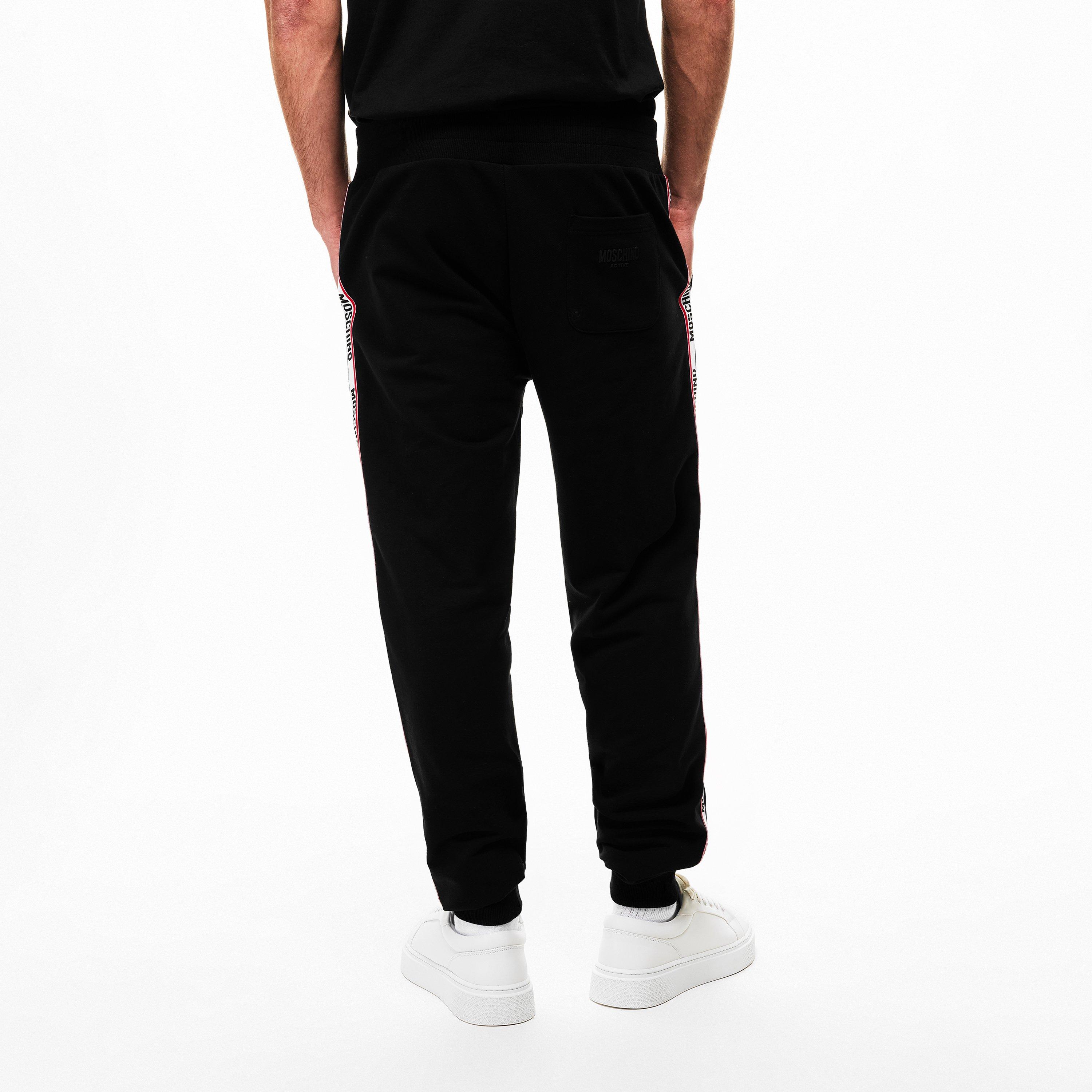 Black - Moschino - Men's Tape Closed Hem Fleece Joggers - 4