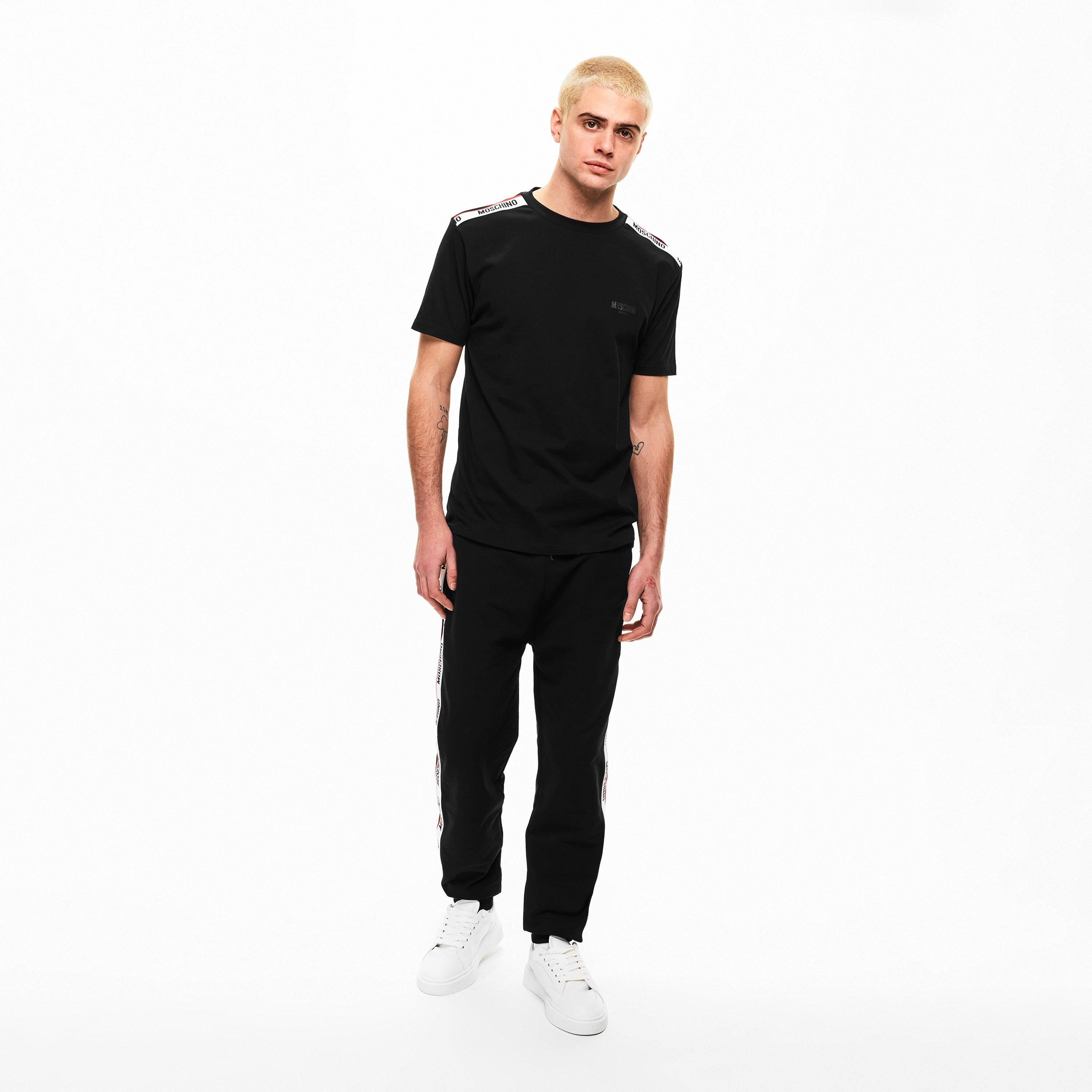 Black - Moschino - Men's Tape Closed Hem Fleece Joggers - 5