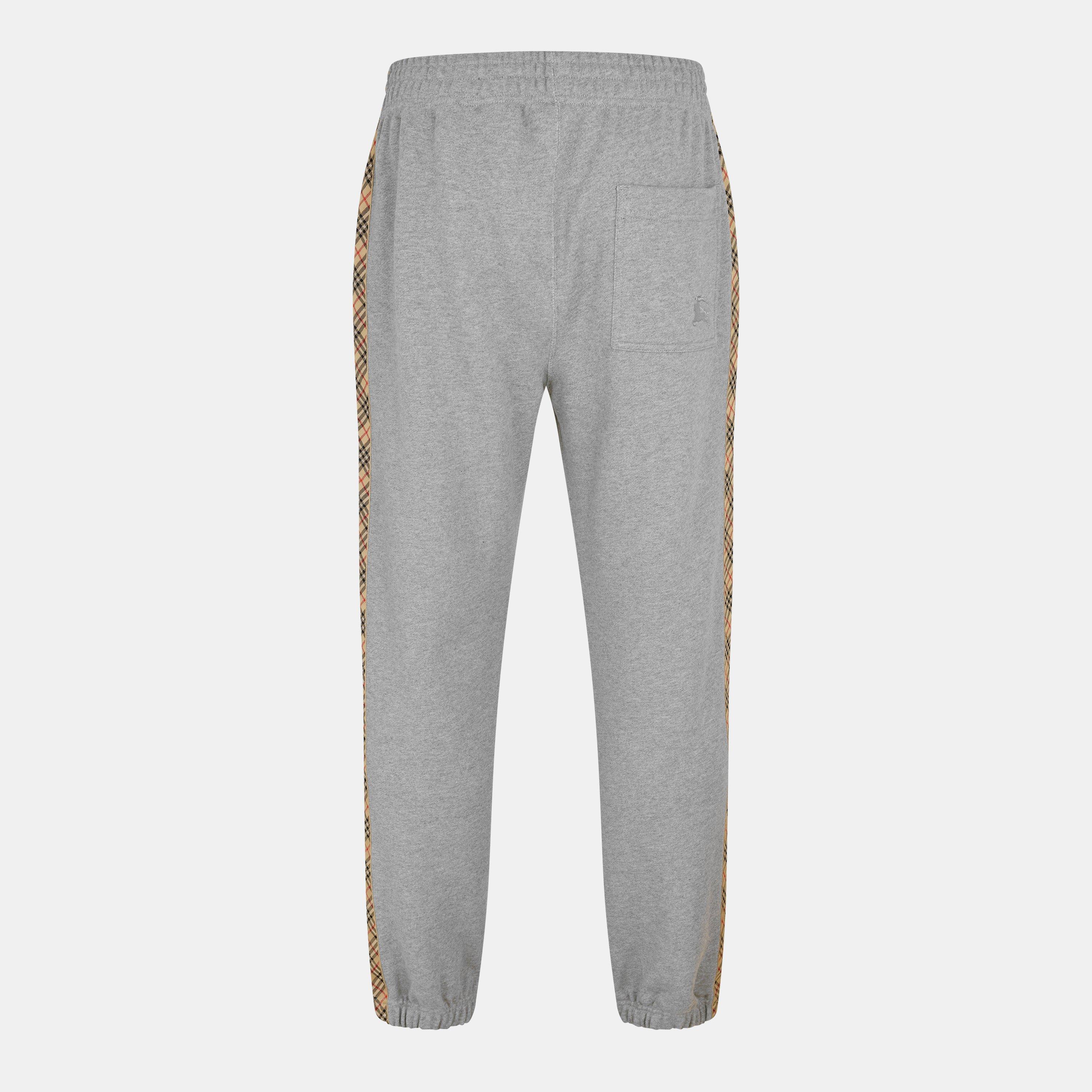 Grey - Burberry - Men's Burb Tape Closed Hem Fleece Joggers - 2