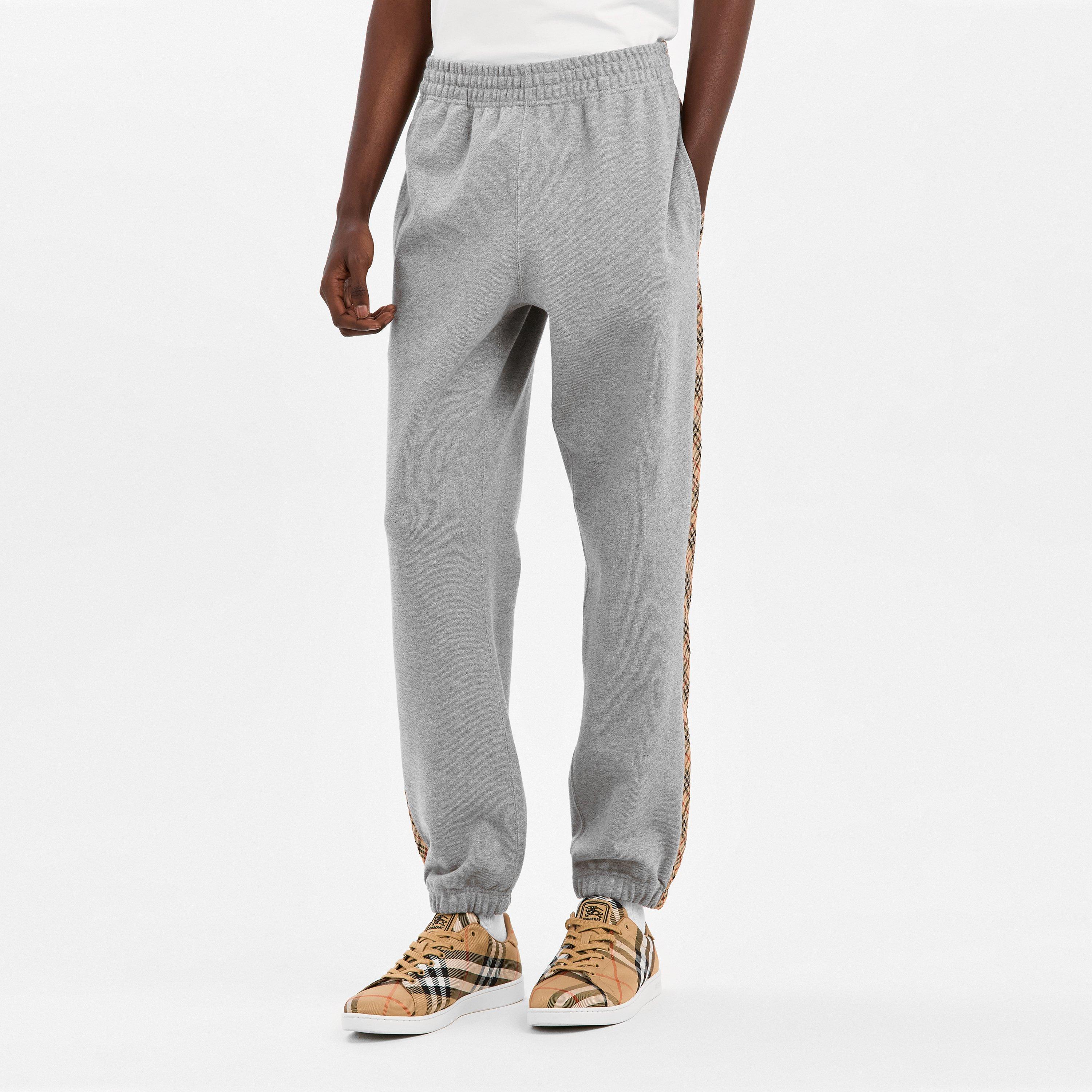 Grey - Burberry - Men's Burb Tape Closed Hem Fleece Joggers - 3