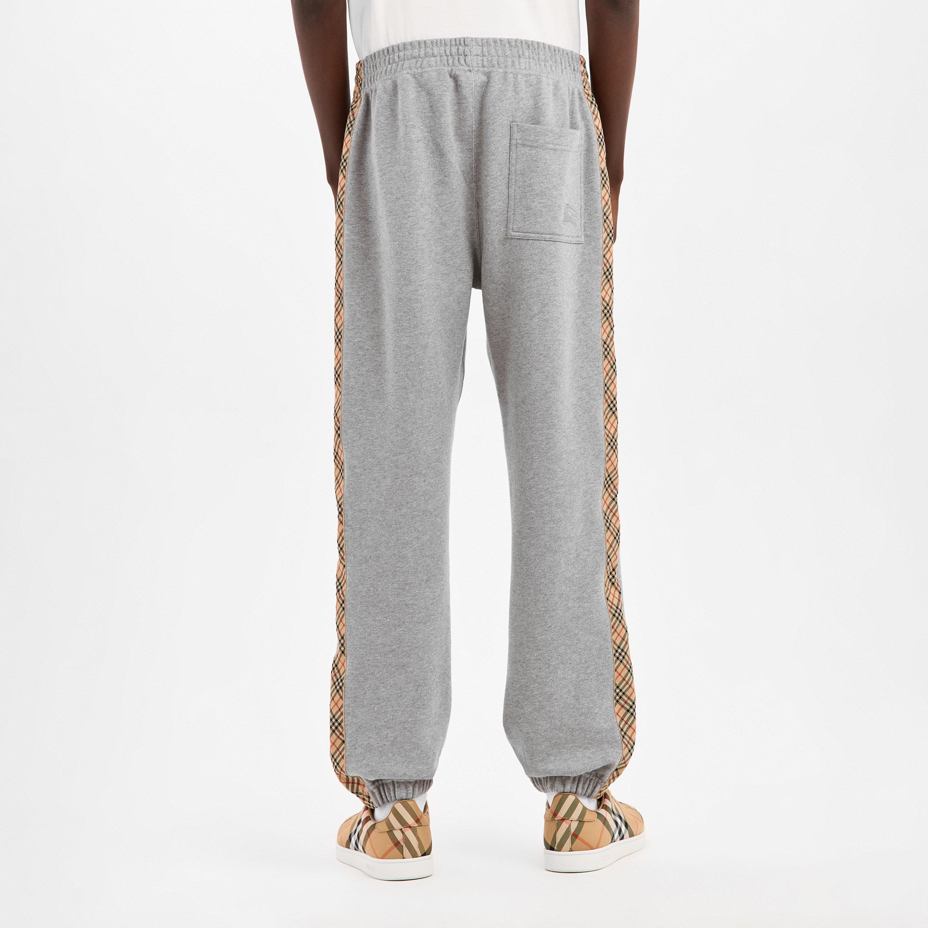 Grey - Burberry - Men's Burb Tape Closed Hem Fleece Joggers - 4