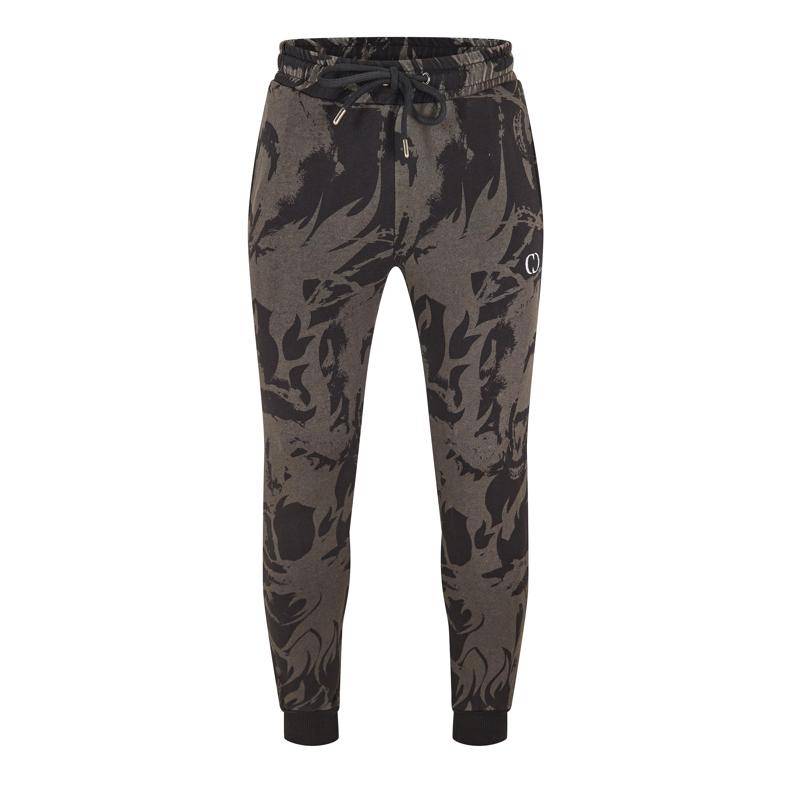 Black - Criminal Damage - Men's Abstract Jog Closed Hem Fleece Joggers - 1
