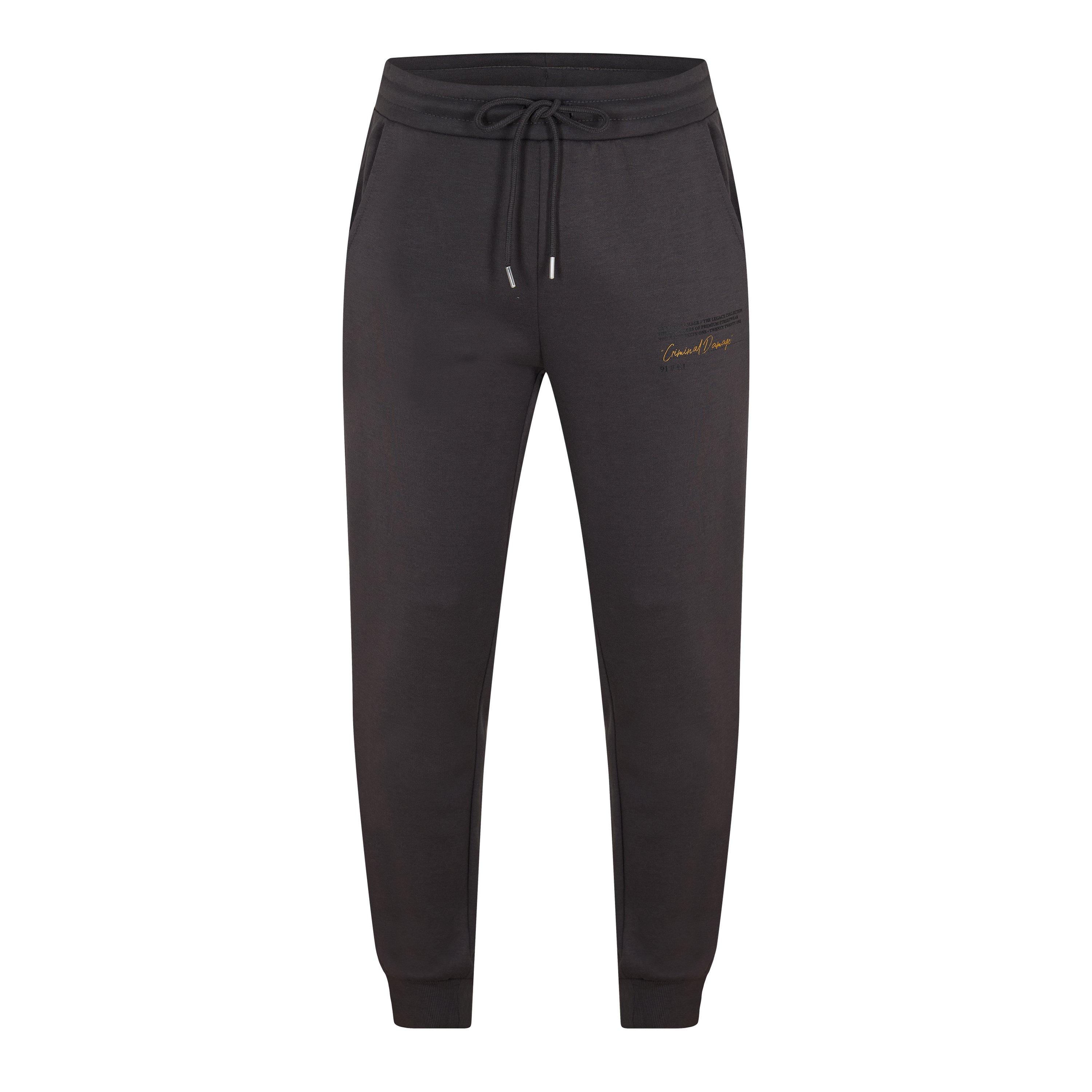 Criminal Damage Men's Legacy Closed Hem Fleece Joggers - Charcoal - Medium