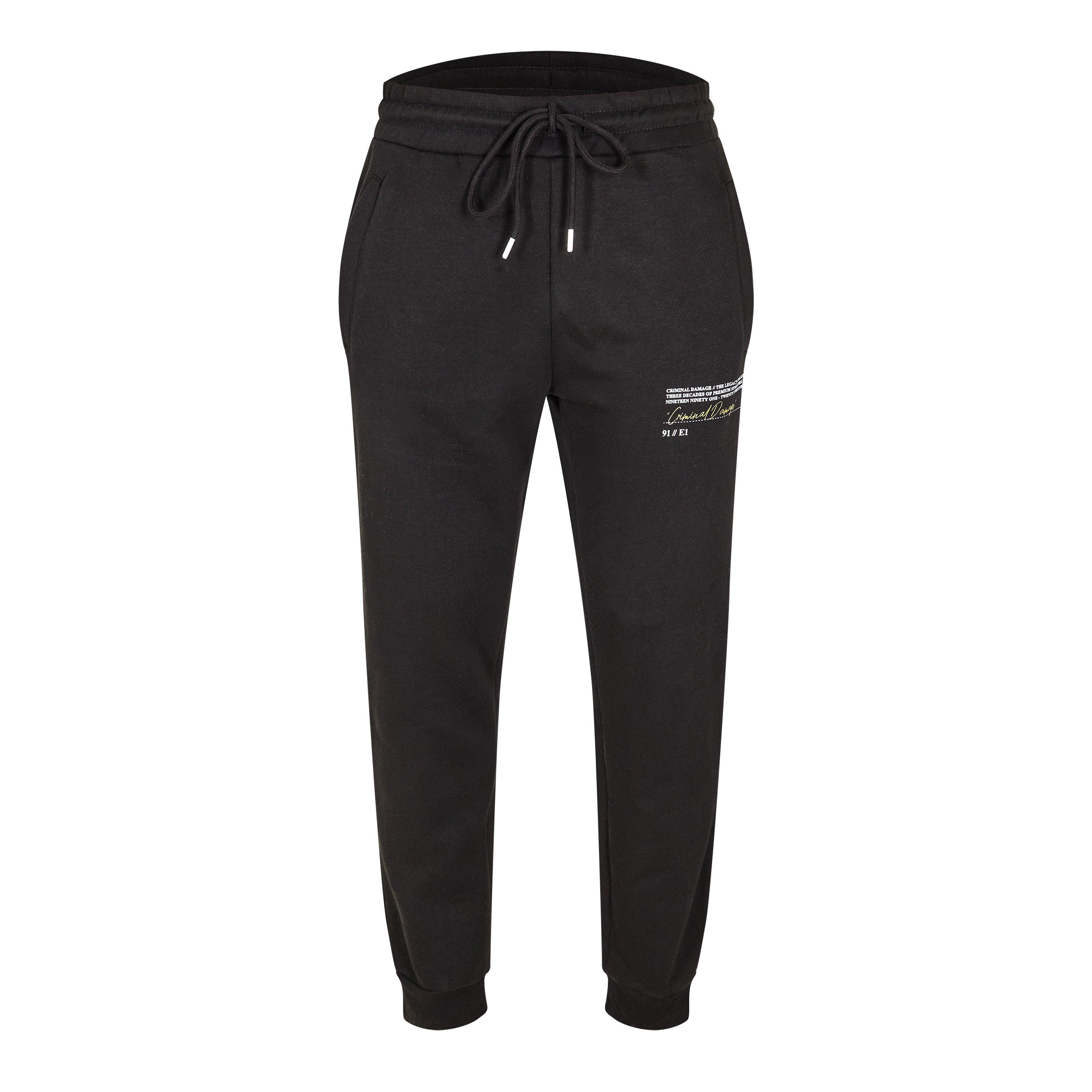 Criminal Damage Men's Legacy Closed Hem Fleece Joggers - Black - Small