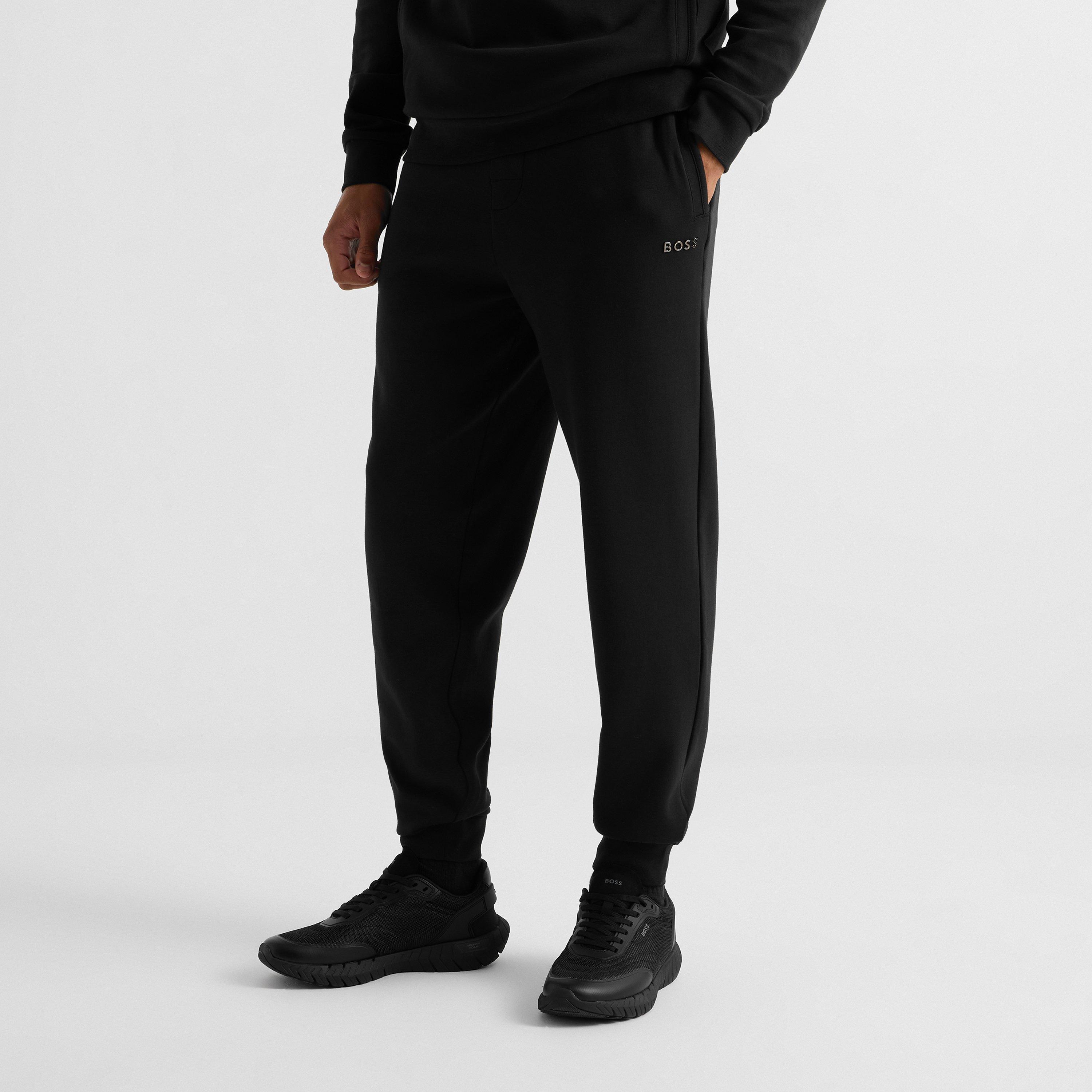 Black 004 - Boss - Mens BOSS Fleece Joggers with Metal Logo (Essense) - 3