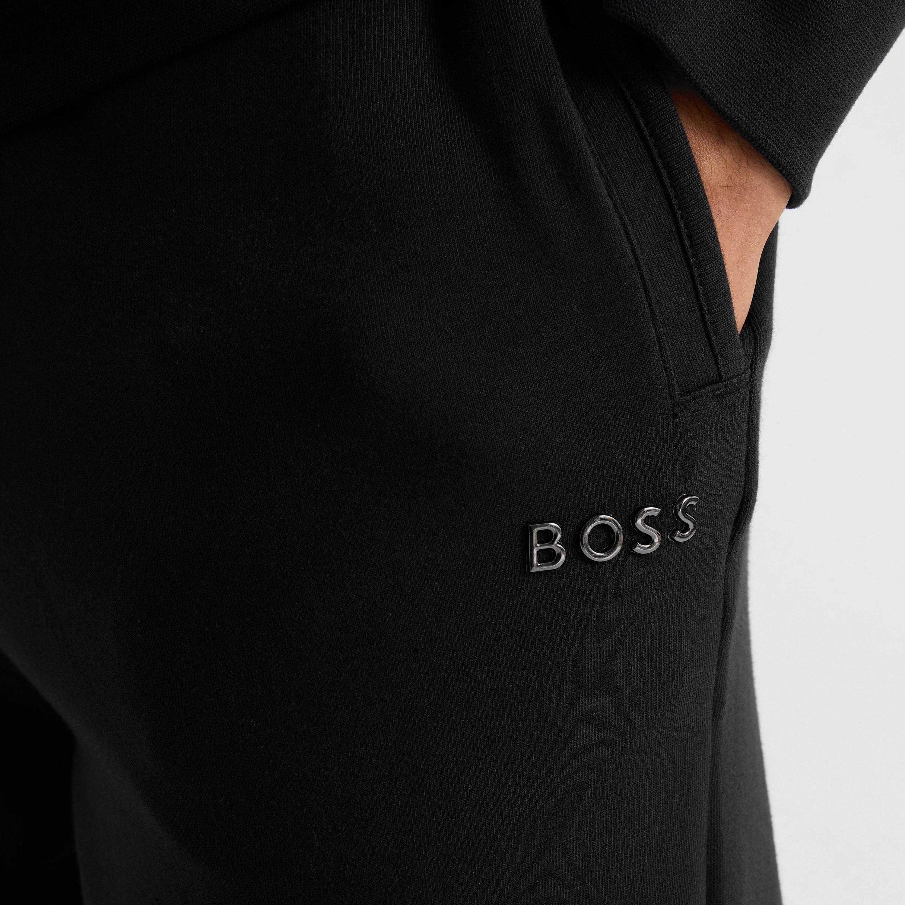 Black 004 - Boss - Mens BOSS Fleece Joggers with Metal Logo (Essense) - 5