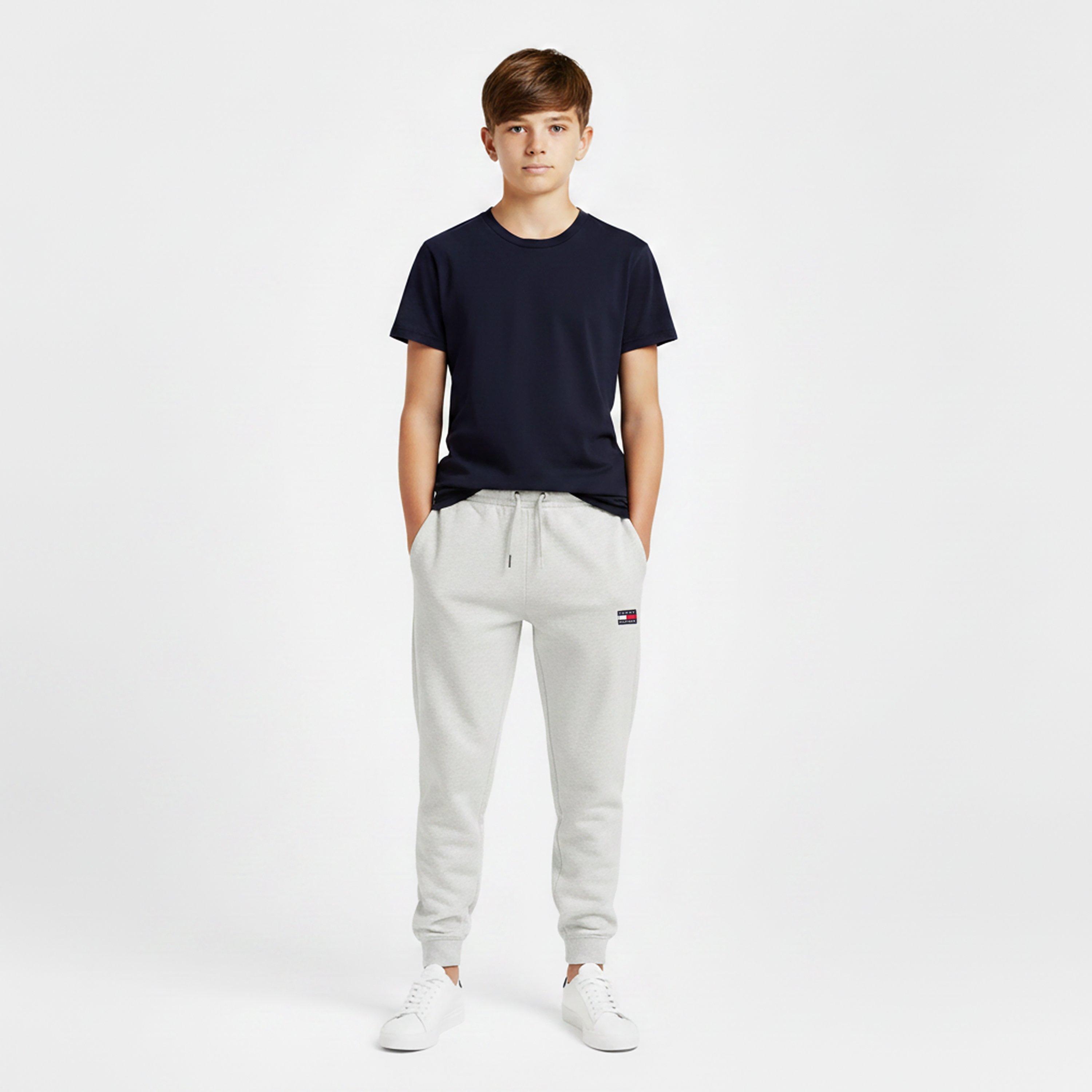 Heather Grey - Tommy Hilfiger - Kids' Heritage Flag Jog Closed Hem Fleece Joggers - 3