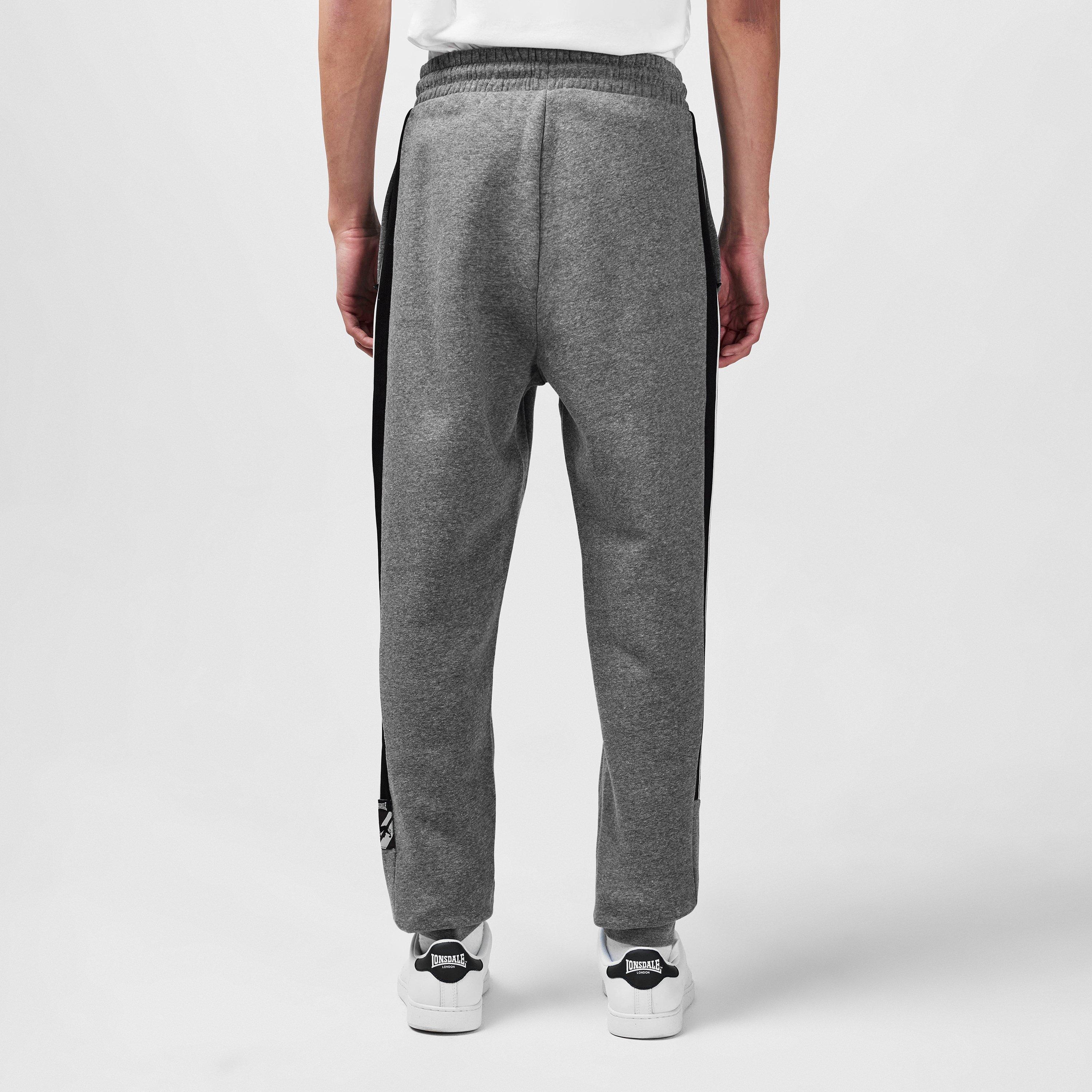 Dark Heather - Lonsdale - Stripe Closed Hem Fleece Joggers - 3