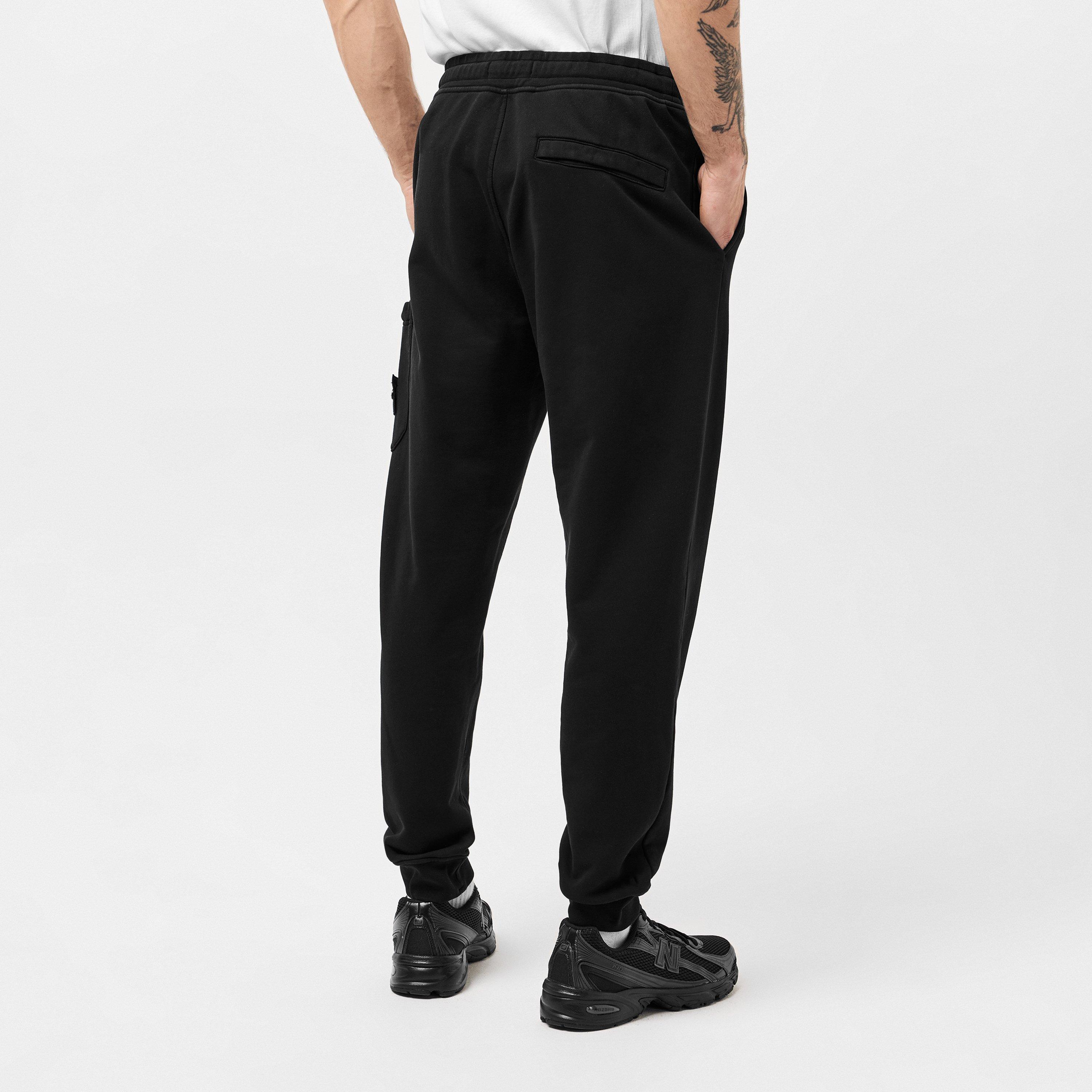 Nero V0029 - Stone Island - Men's Logo Cotton Lightweight Fleece Joggers - 4