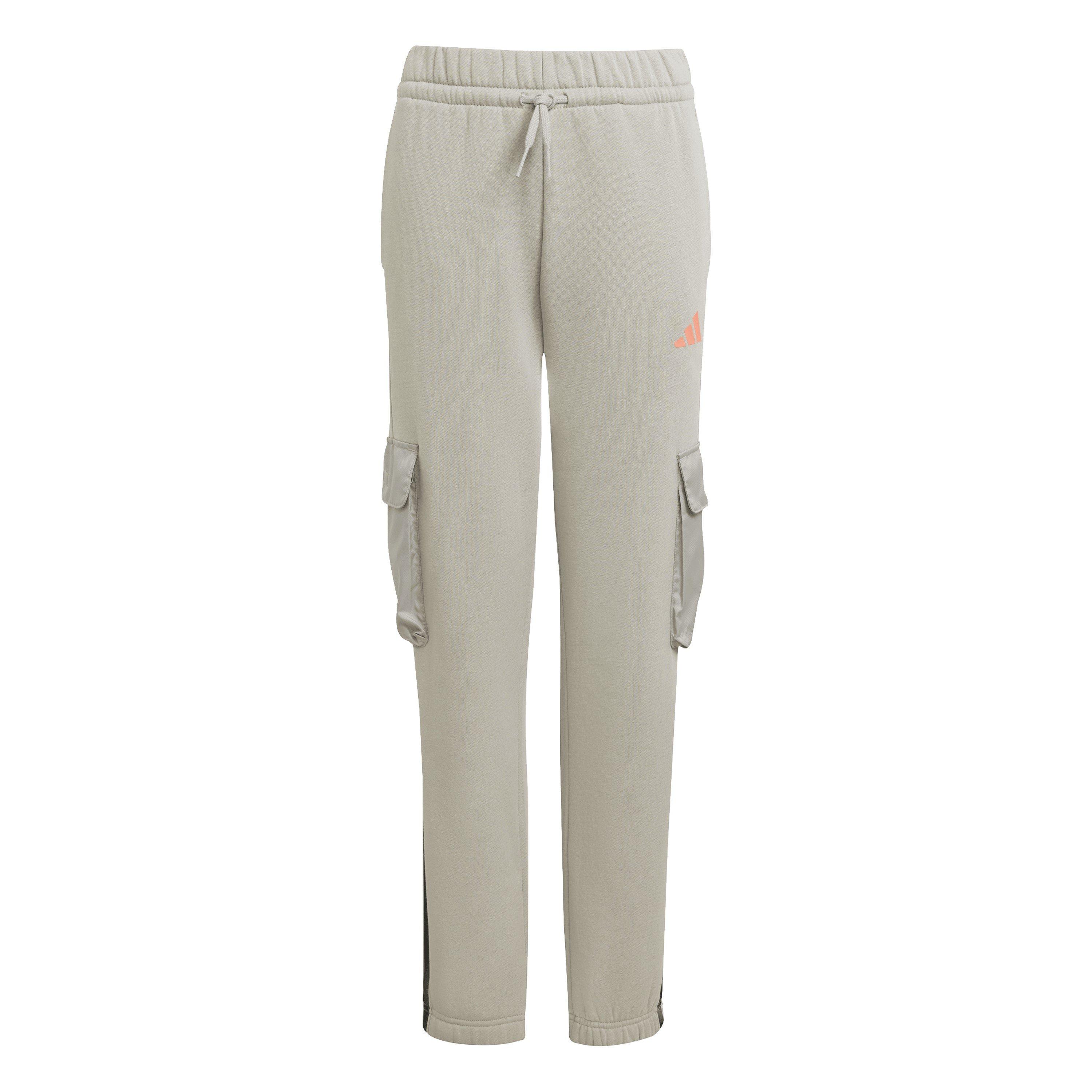 Adidas Boys Utility Fleece Cargo Joggers Juniors - Grey/Coral - 13 Years