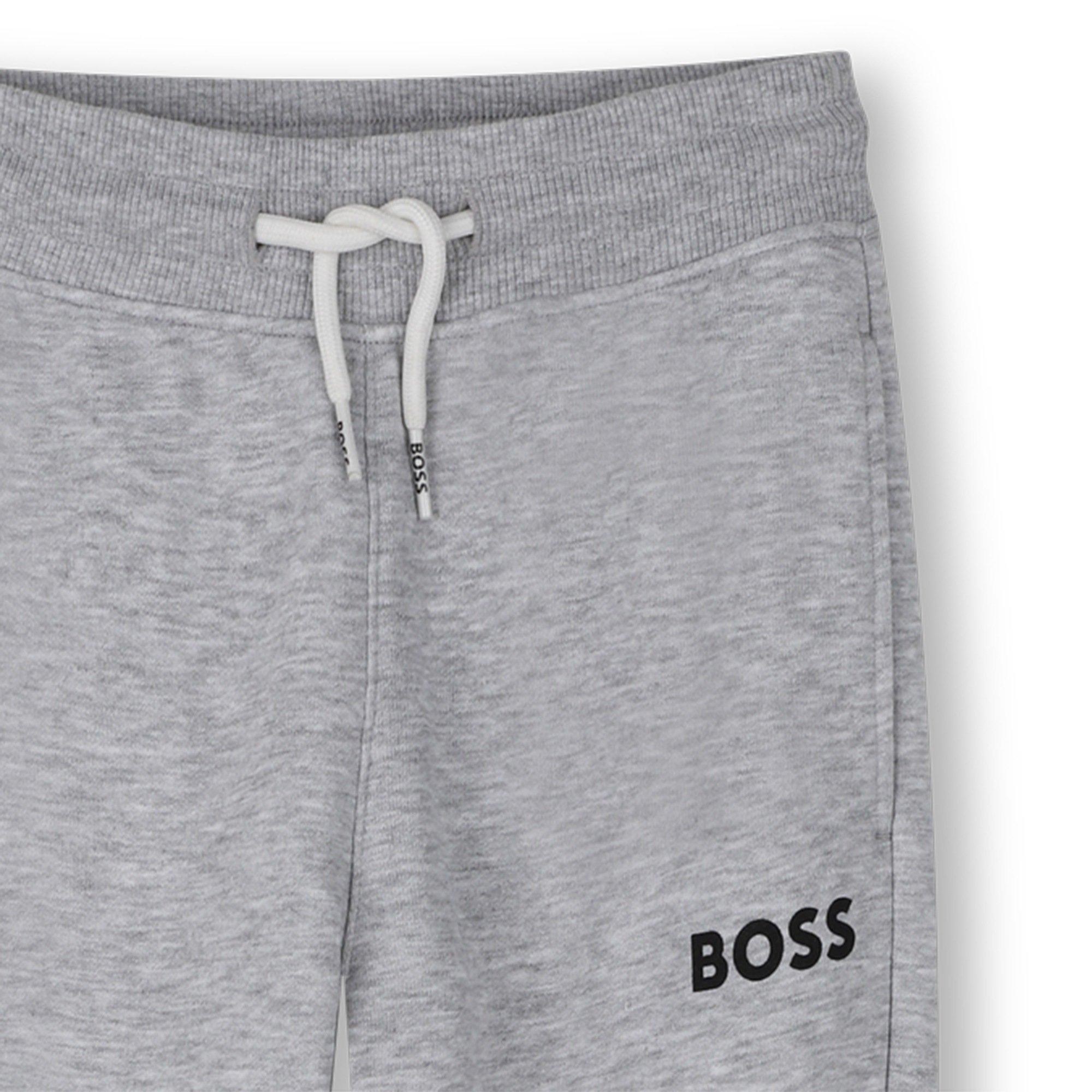 Grey - Boss - Kids' Closed Hem Fleece Joggers - 3