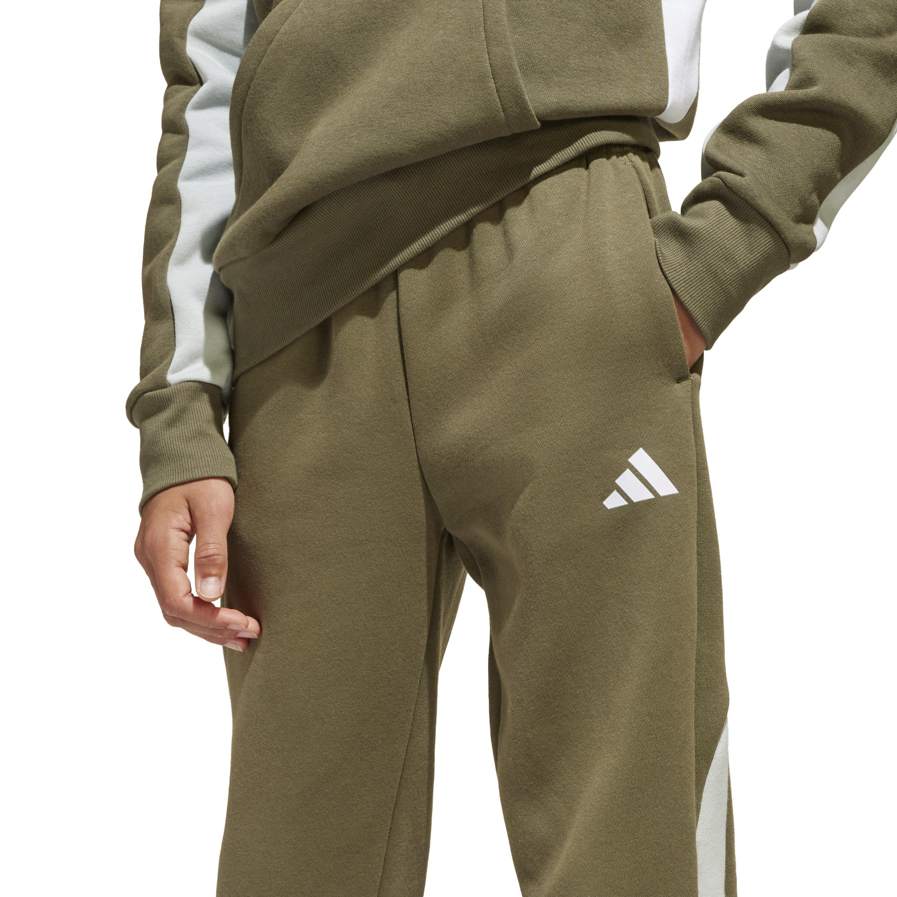 Olve/Slvr/Wht - adidas - Kids' Closed Hem Fleece Joggers - 6
