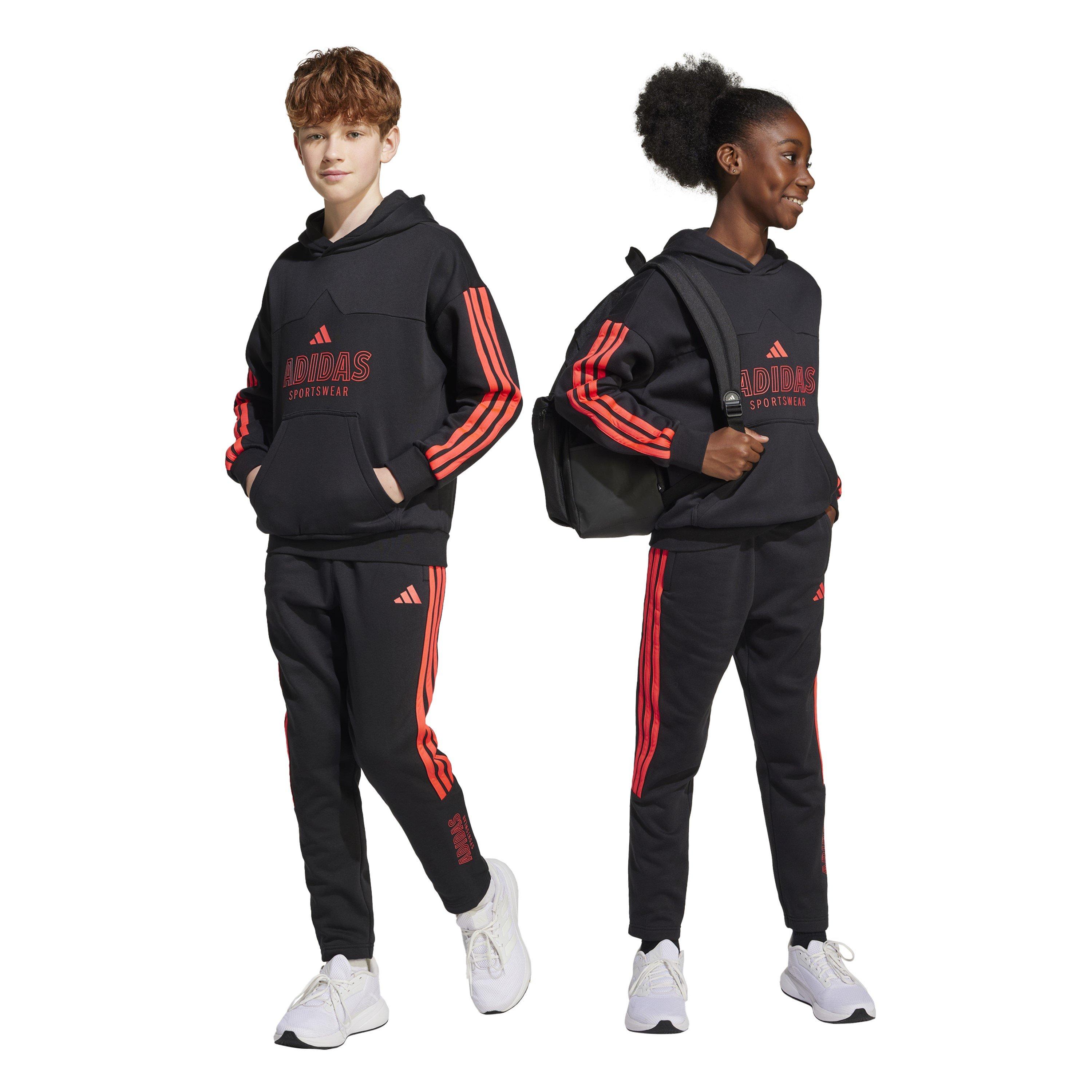 Black/Lucid Red - adidas - Kids' Hot Closed Hem Fleece Joggers - 2