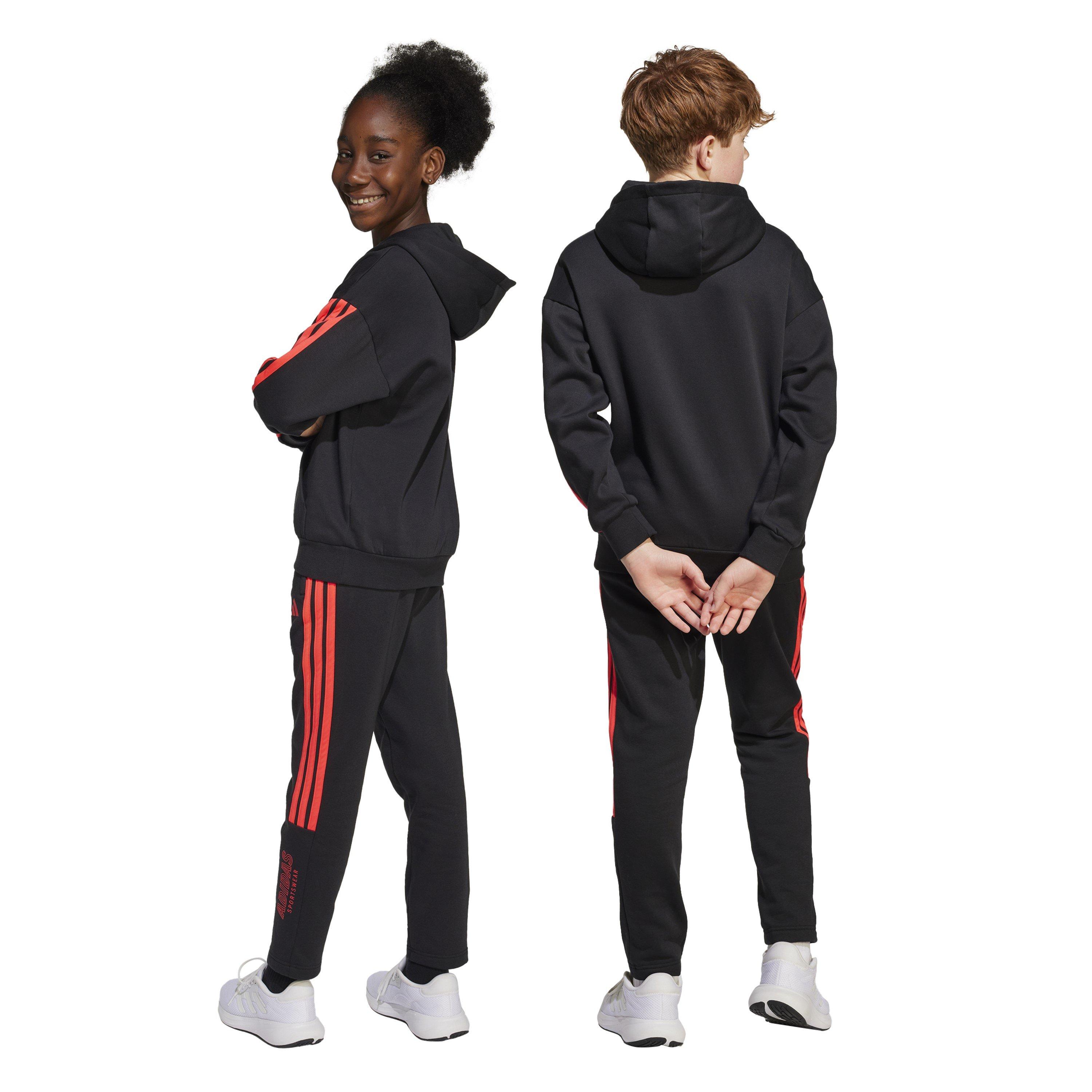 Black/Lucid Red - adidas - Kids' Hot Closed Hem Fleece Joggers - 3
