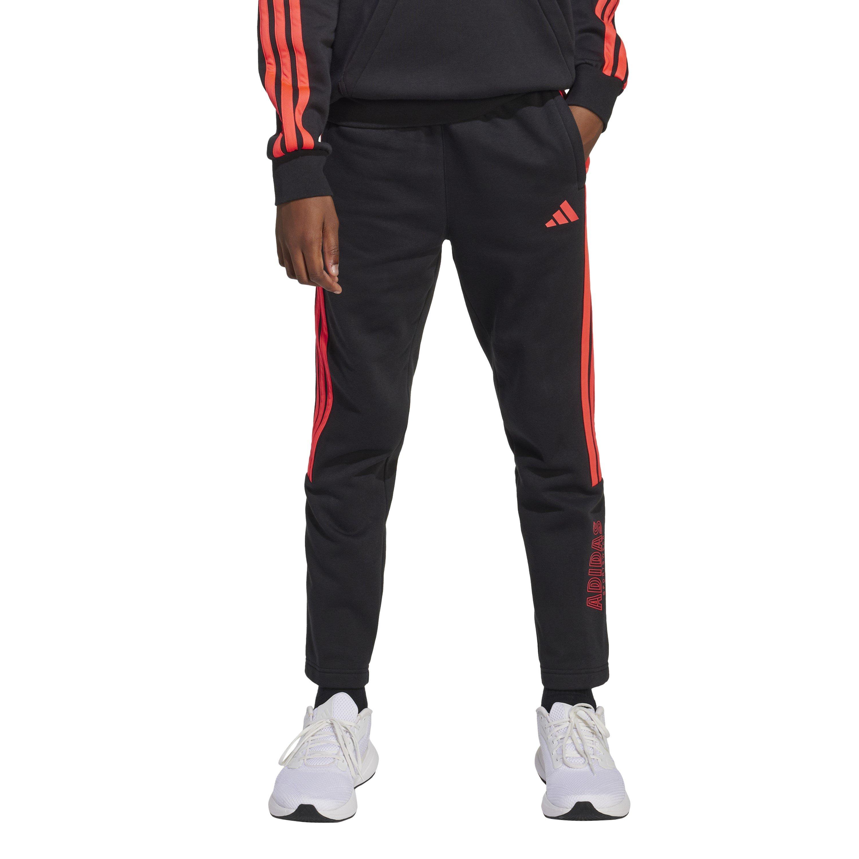 Black/Lucid Red - adidas - Kids' Hot Closed Hem Fleece Joggers - 4