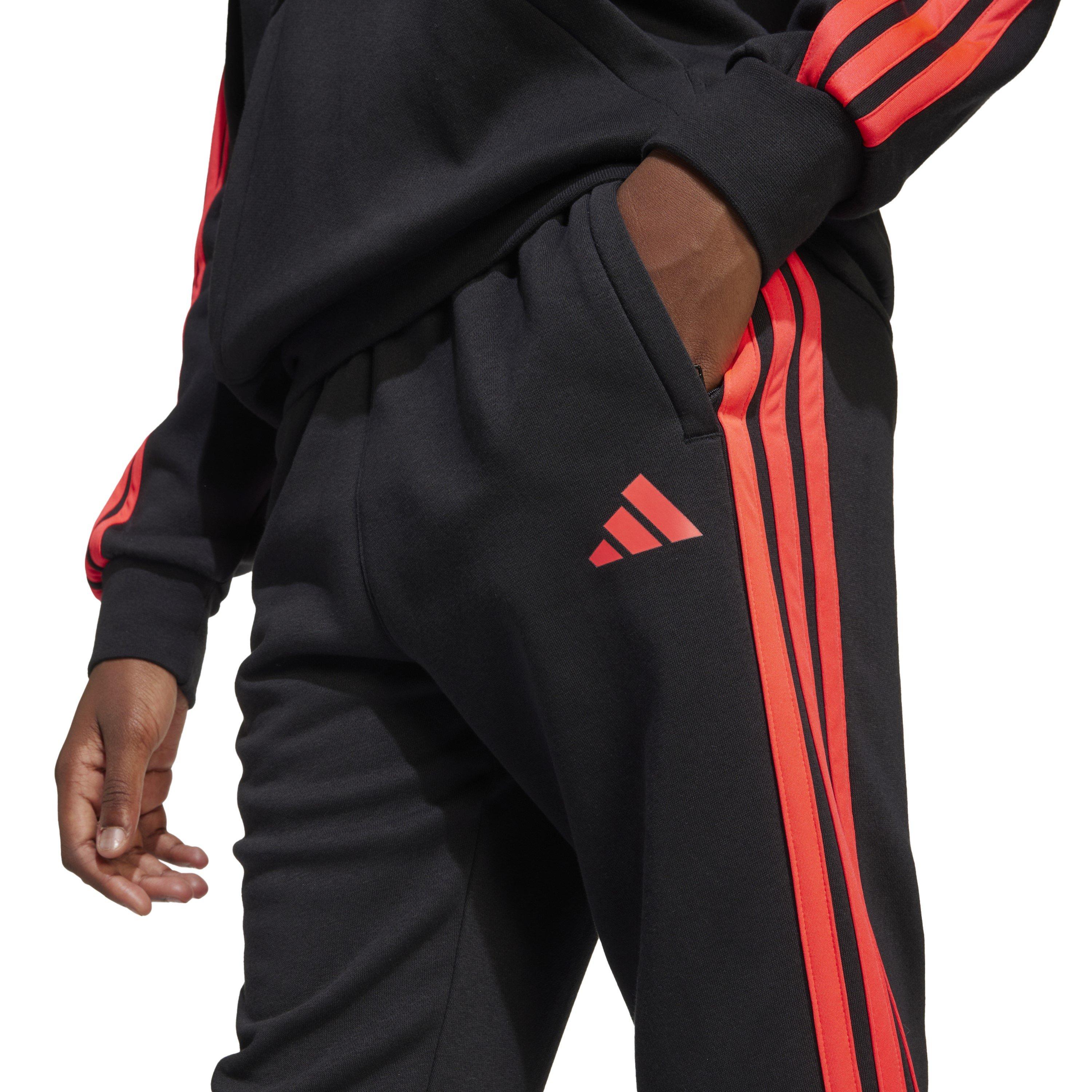 Black/Lucid Red - adidas - Kids' Hot Closed Hem Fleece Joggers - 6
