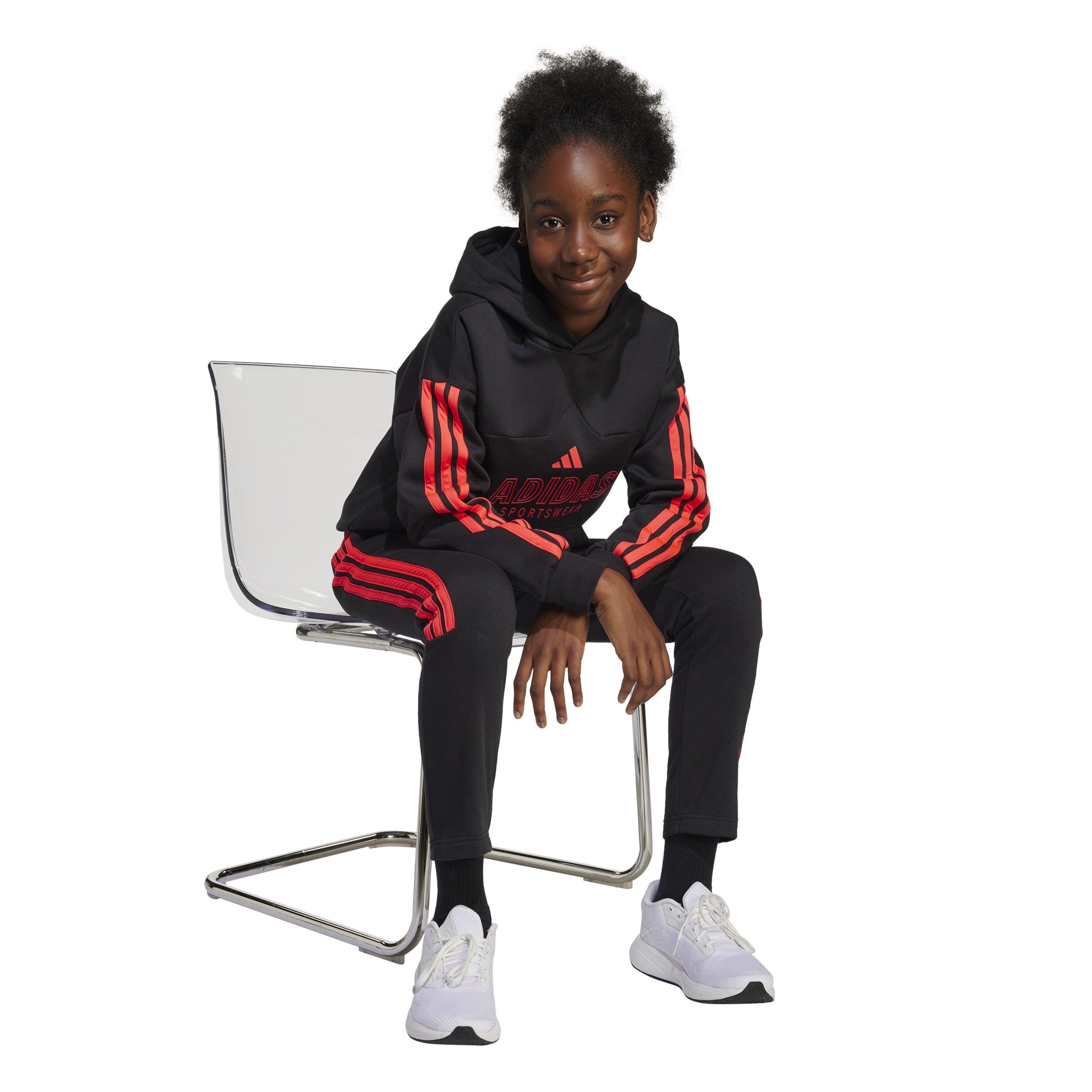 Black/Lucid Red - adidas - Kids' Hot Closed Hem Fleece Joggers - 7
