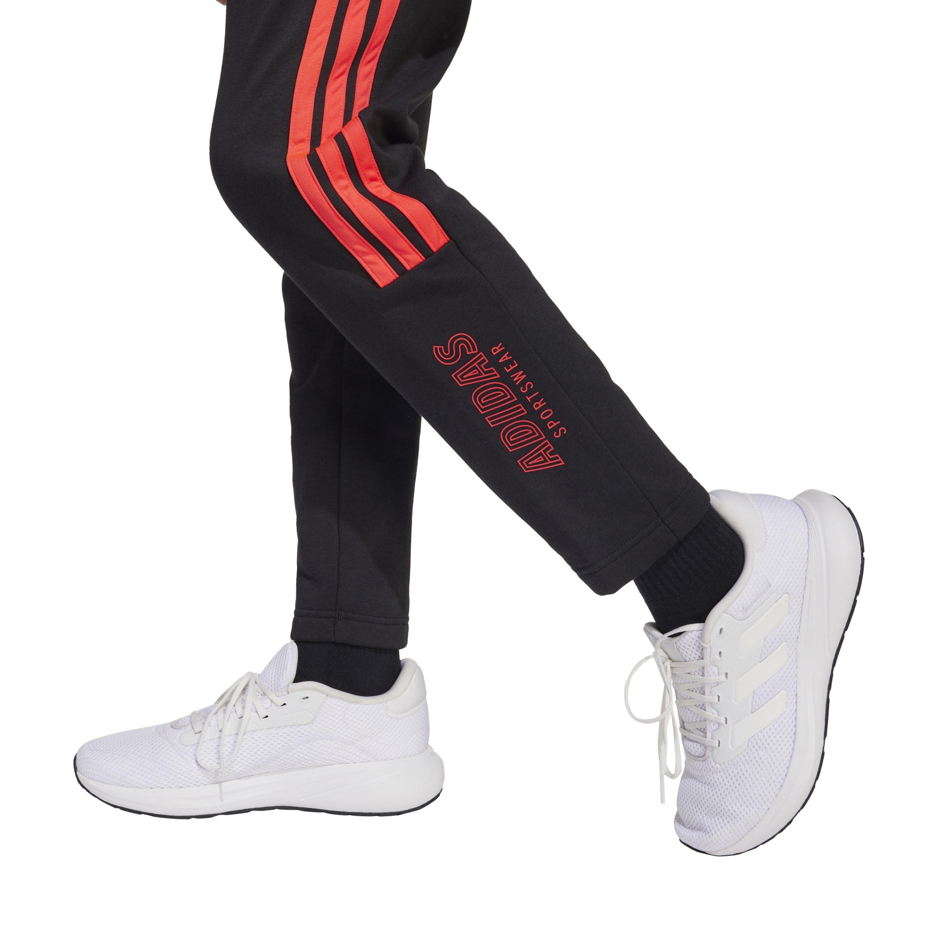 Black/Lucid Red - adidas - Kids' Hot Closed Hem Fleece Joggers - 8