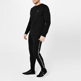 Versace logo-print long-sleeved T-shirt Schwarz Tape Jogging Bottoms