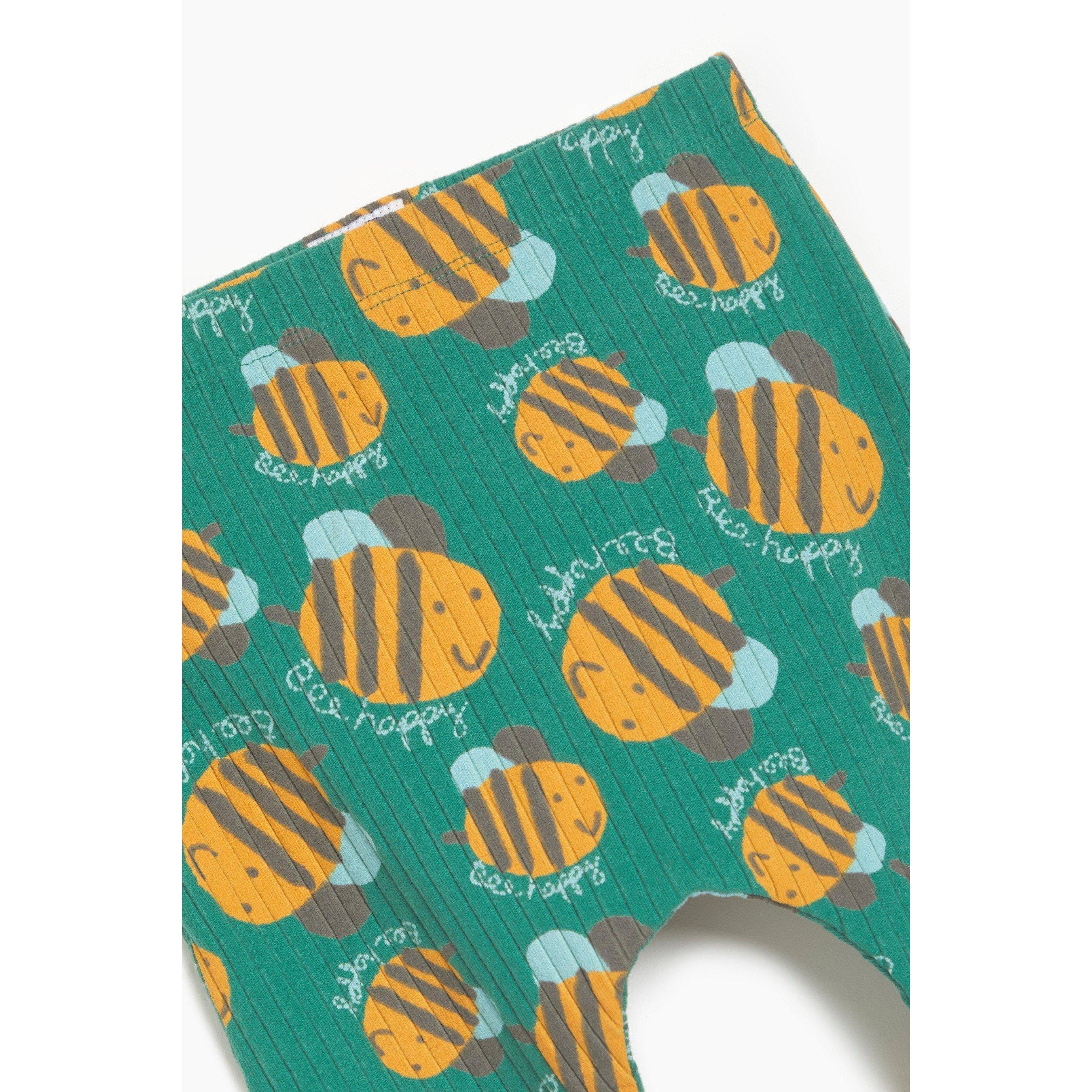 Green/Beige - Hello World - Bee Happy Closed Hem Fleece Joggers - 6