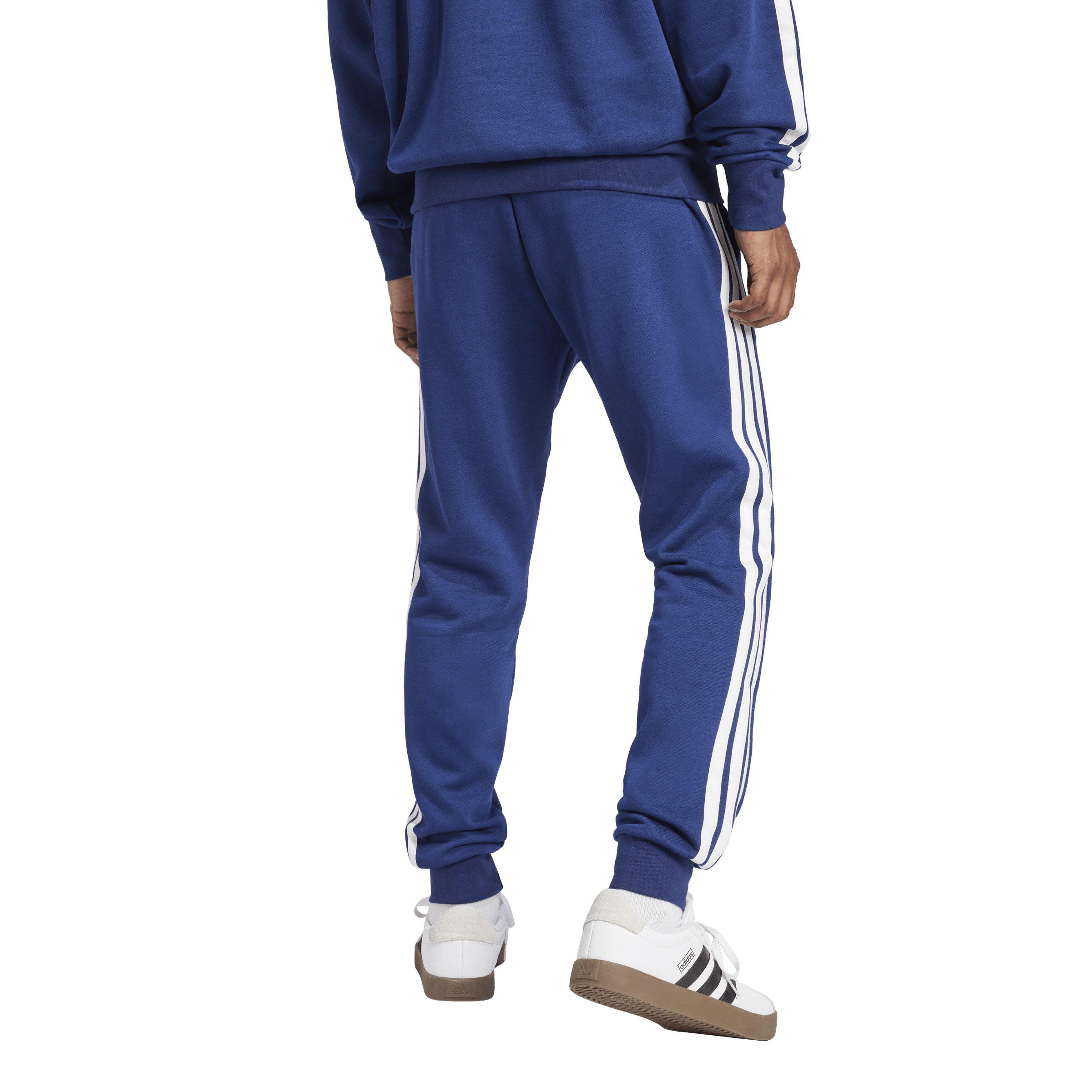 Marineblauw/Wit - adidas - Essentials Fleece Tapered Cuff 3-Stripes Joggers - 3