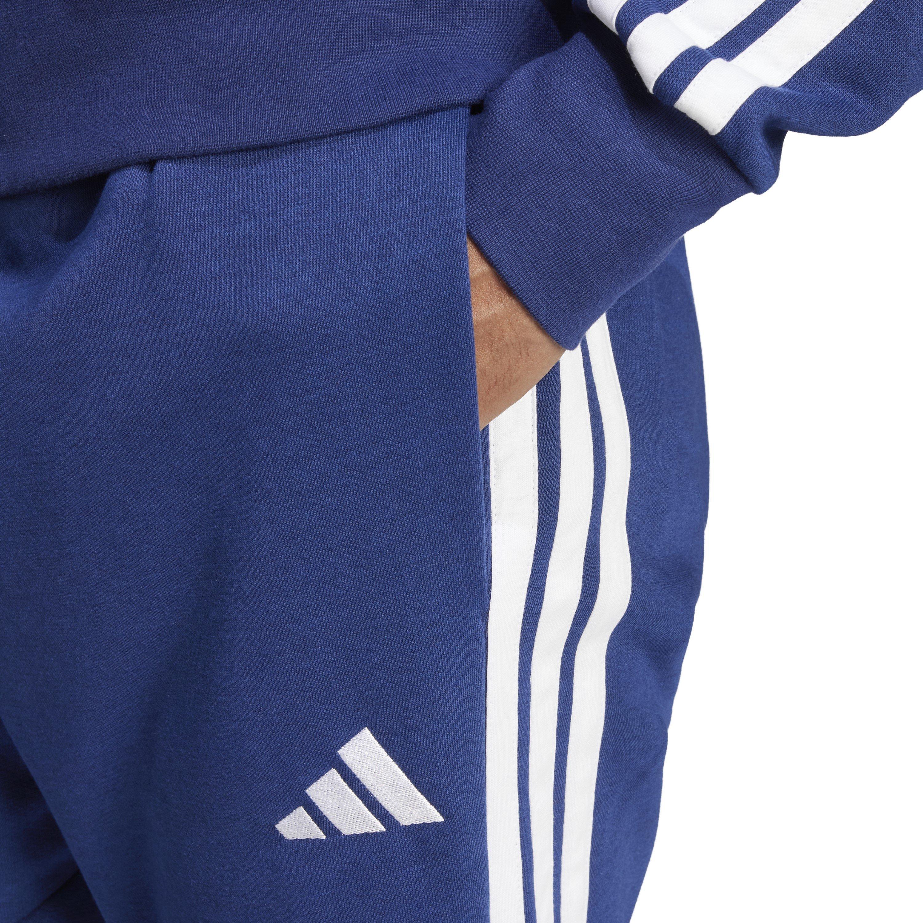 Marineblauw/Wit - adidas - Essentials Fleece Tapered Cuff 3-Stripes Joggers - 4