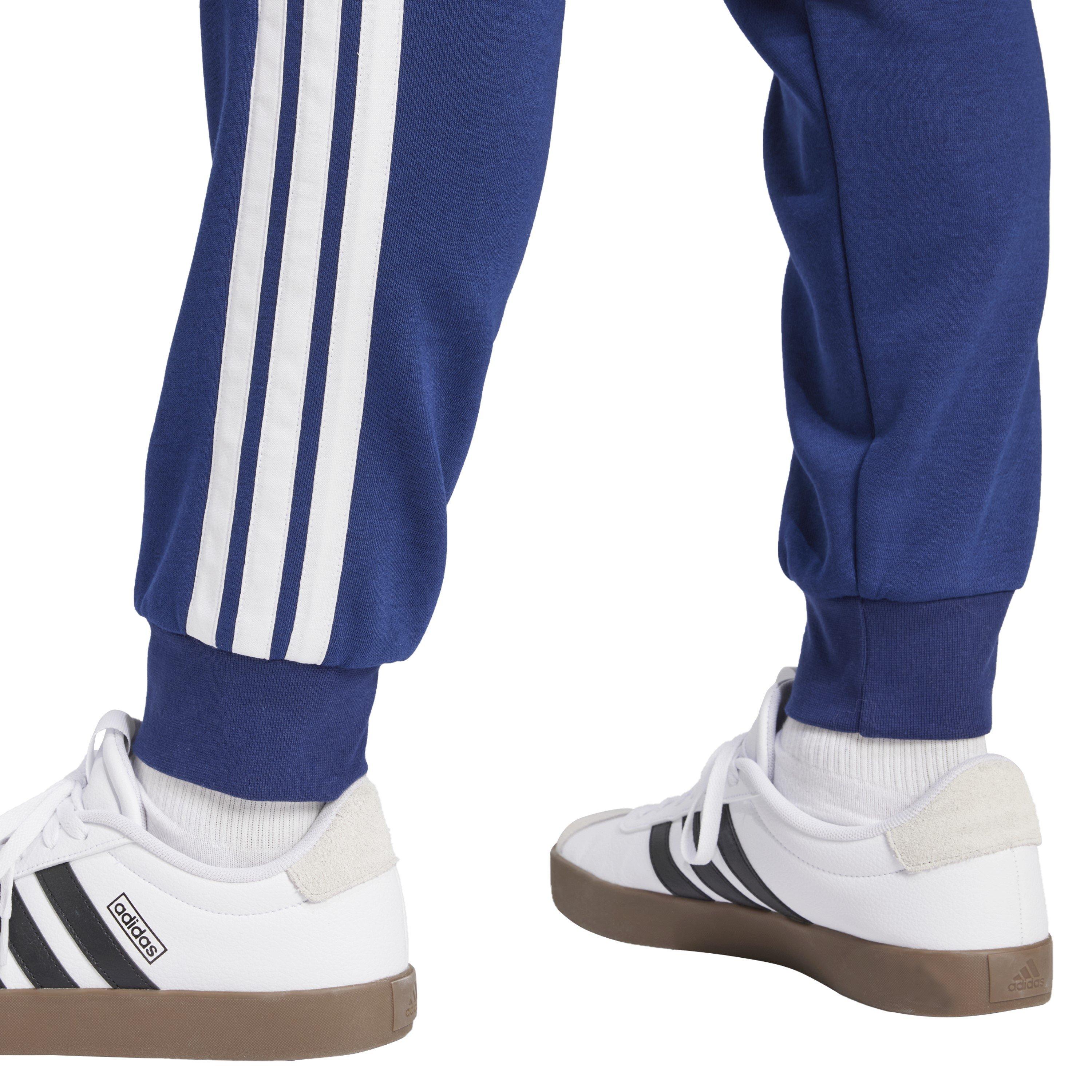Marineblauw/Wit - adidas - Essentials Fleece Tapered Cuff 3-Stripes Joggers - 5