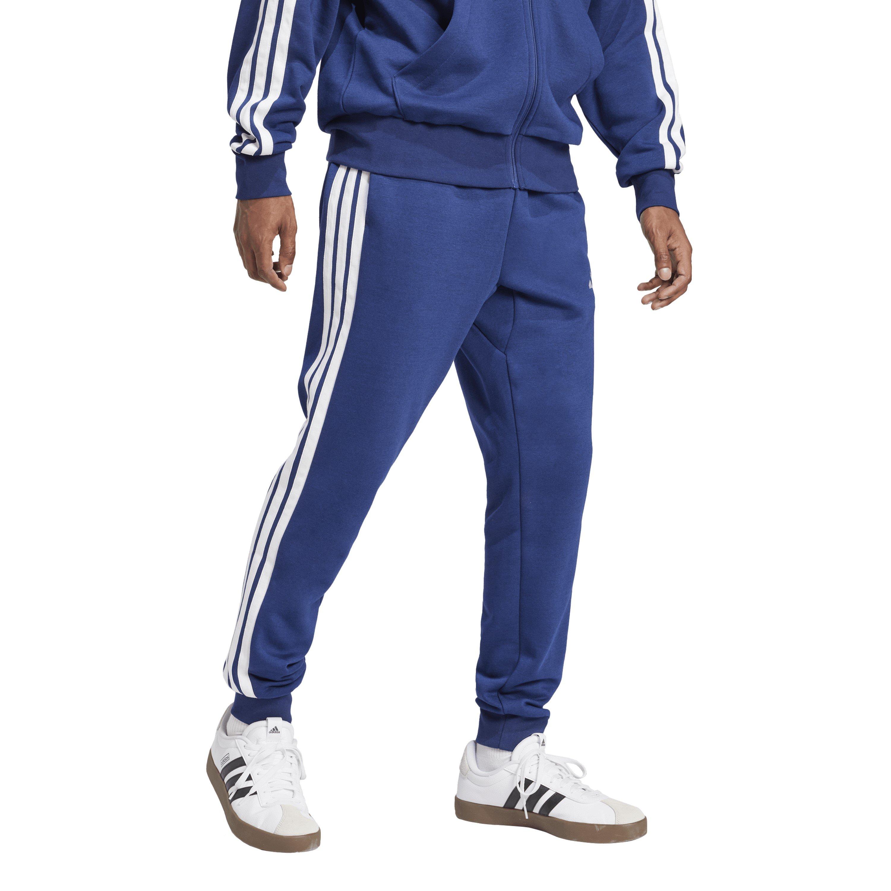 Marineblauw/Wit - adidas - Essentials Fleece Tapered Cuff 3-Stripes Joggers - 6