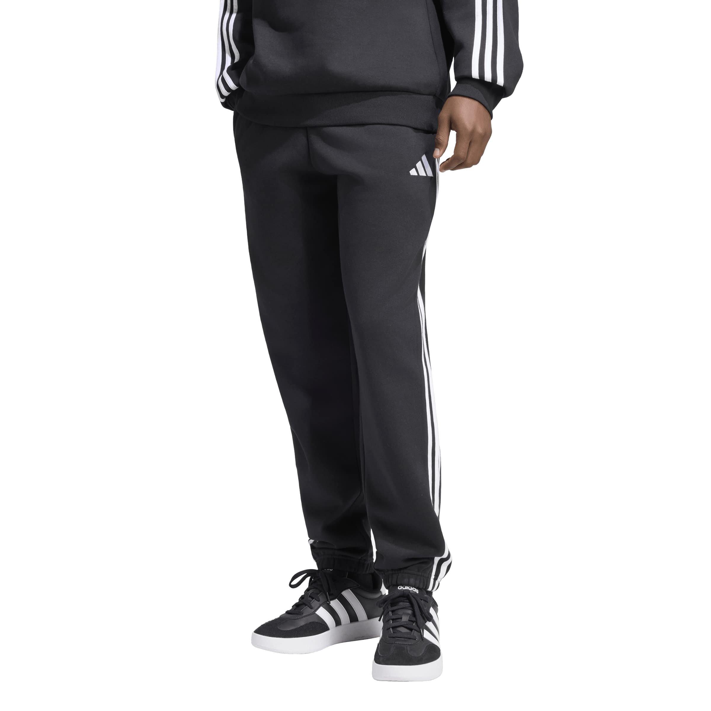 Black/White - adidas - Essentials Fleece Tapered Cuff 3-Stripes Joggers - 2