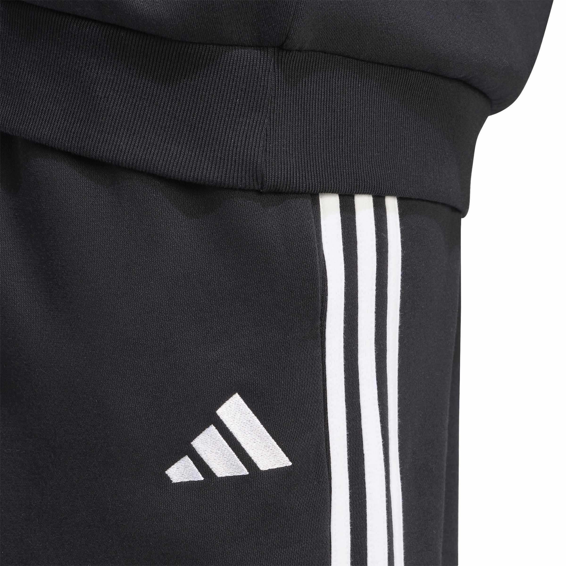 Black/White - adidas - Essentials Fleece Tapered Cuff 3-Stripes Joggers - 4