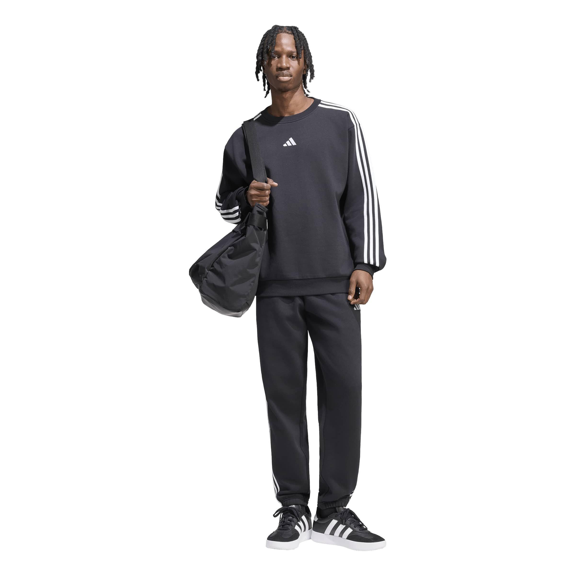 Black/White - adidas - Essentials Fleece Tapered Cuff 3-Stripes Joggers - 6