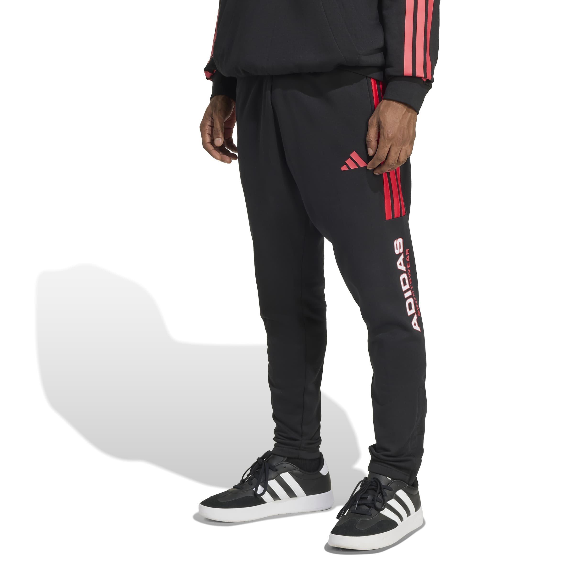 Black/Ruby Red - adidas - Closed Hem Fleece Joggers - 2