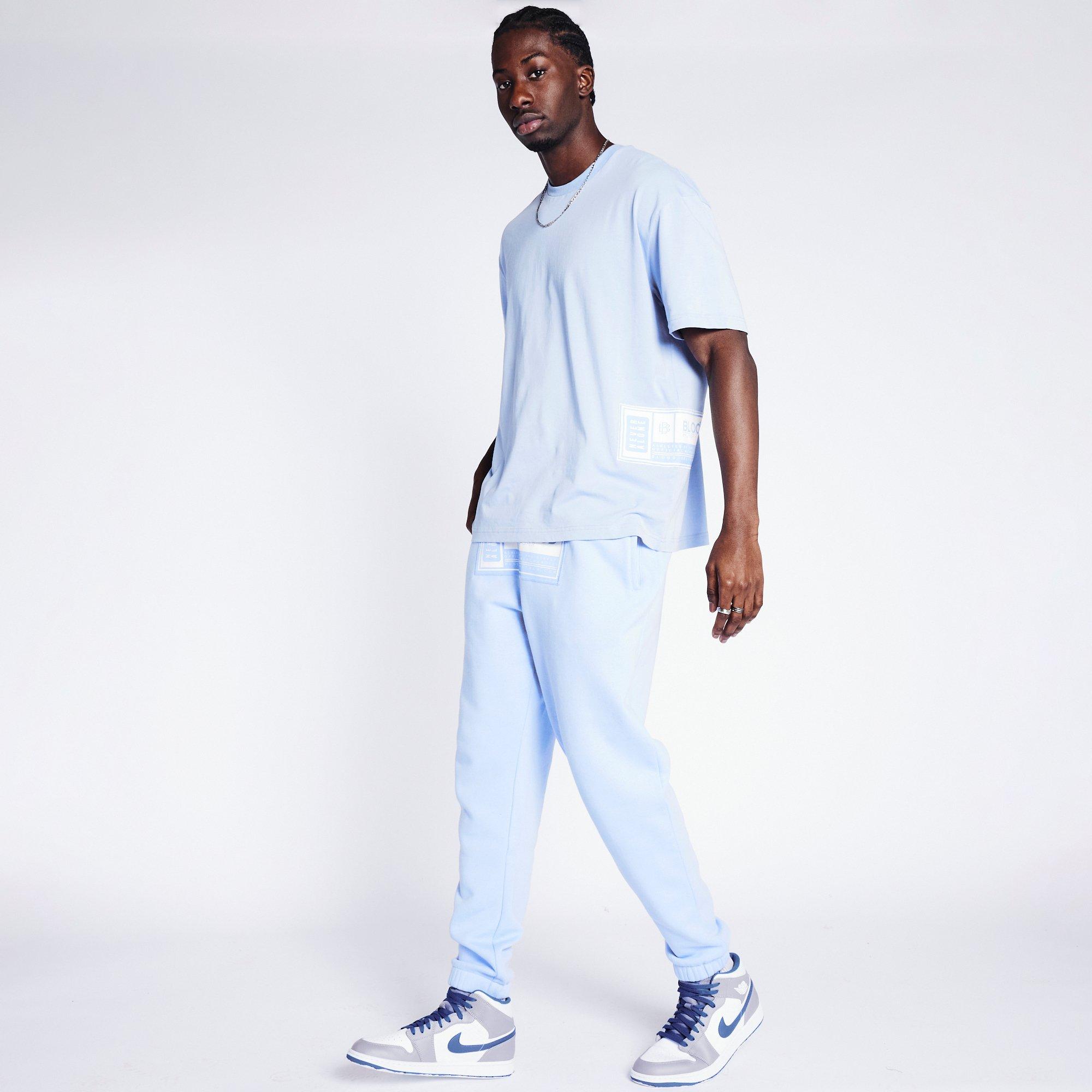 Dusty Blue - Blood Brother - Badged Closed Hem Fleece Jogger - 4