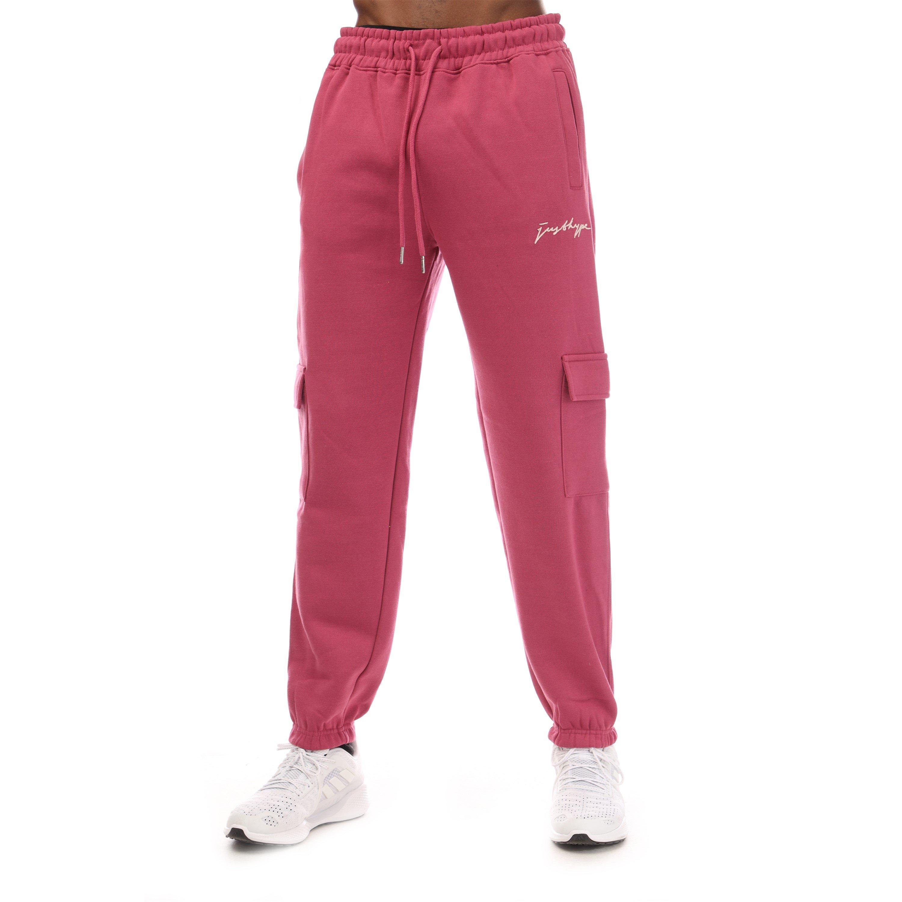 Hype  Adults Cargo Closed Hem Fleece Joggers - Pink - 2X Small