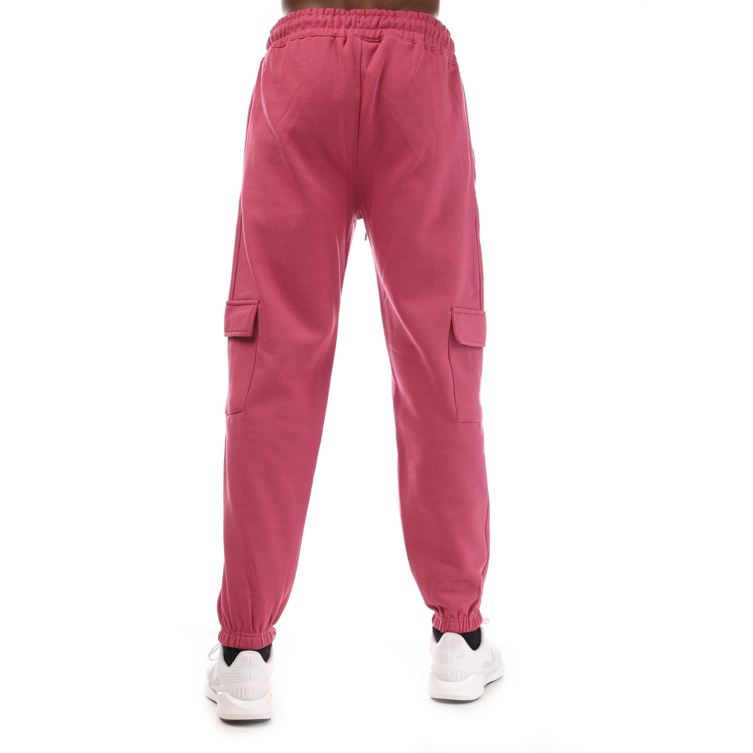Pink - Hype - Unisex Adults Cargo Closed Hem Fleece Joggers - 2