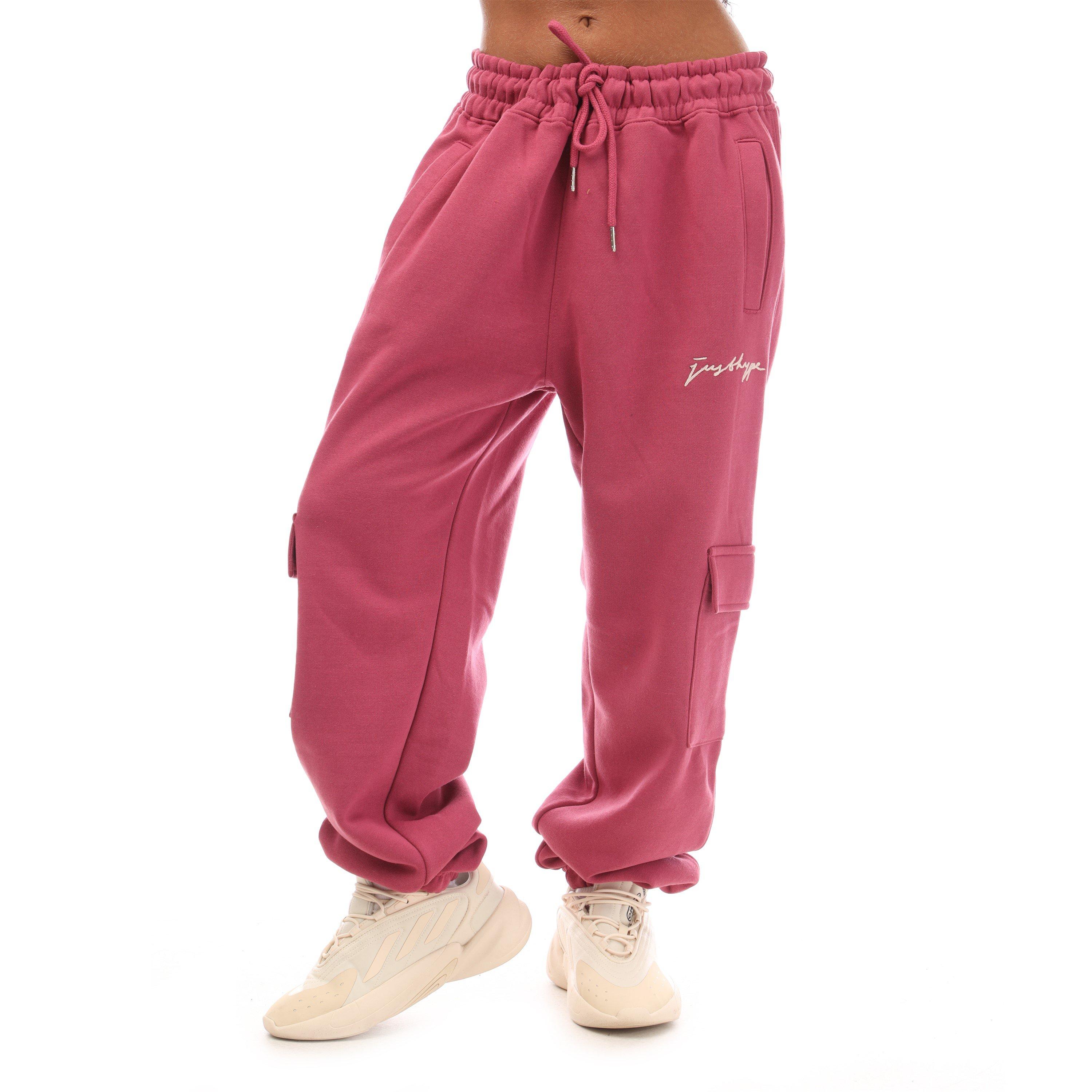 Pink - Hype - Unisex Adults Cargo Closed Hem Fleece Joggers - 4