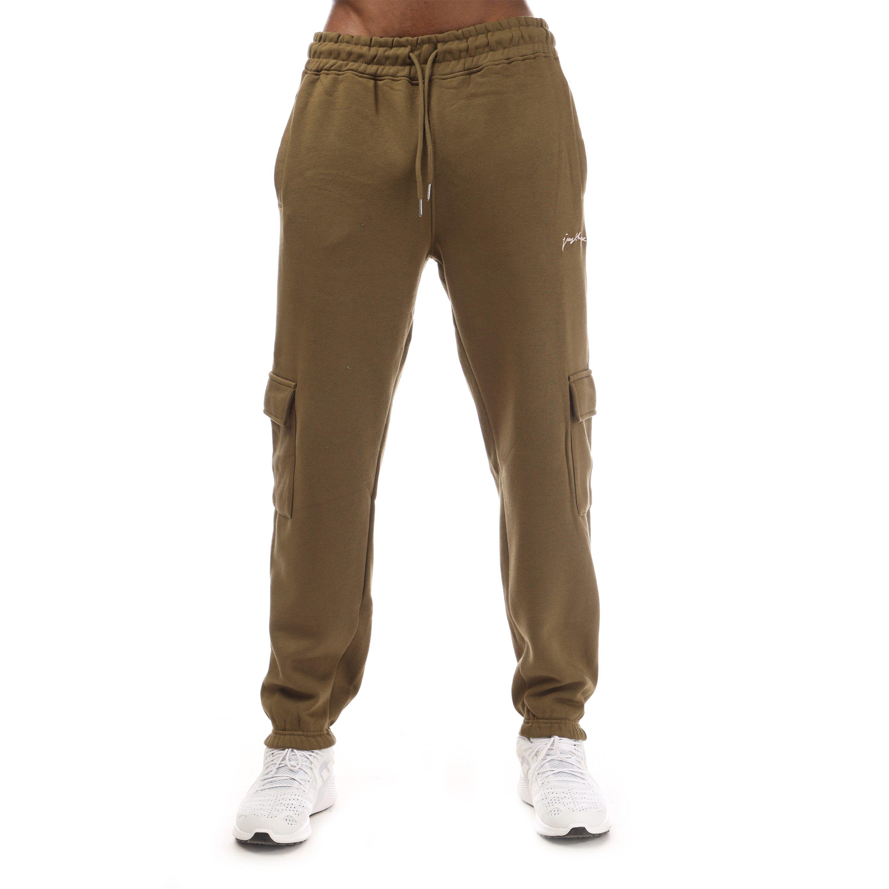 Hype  Adults Cargo Closed Hem Fleece Joggers - Olive - 2X Small