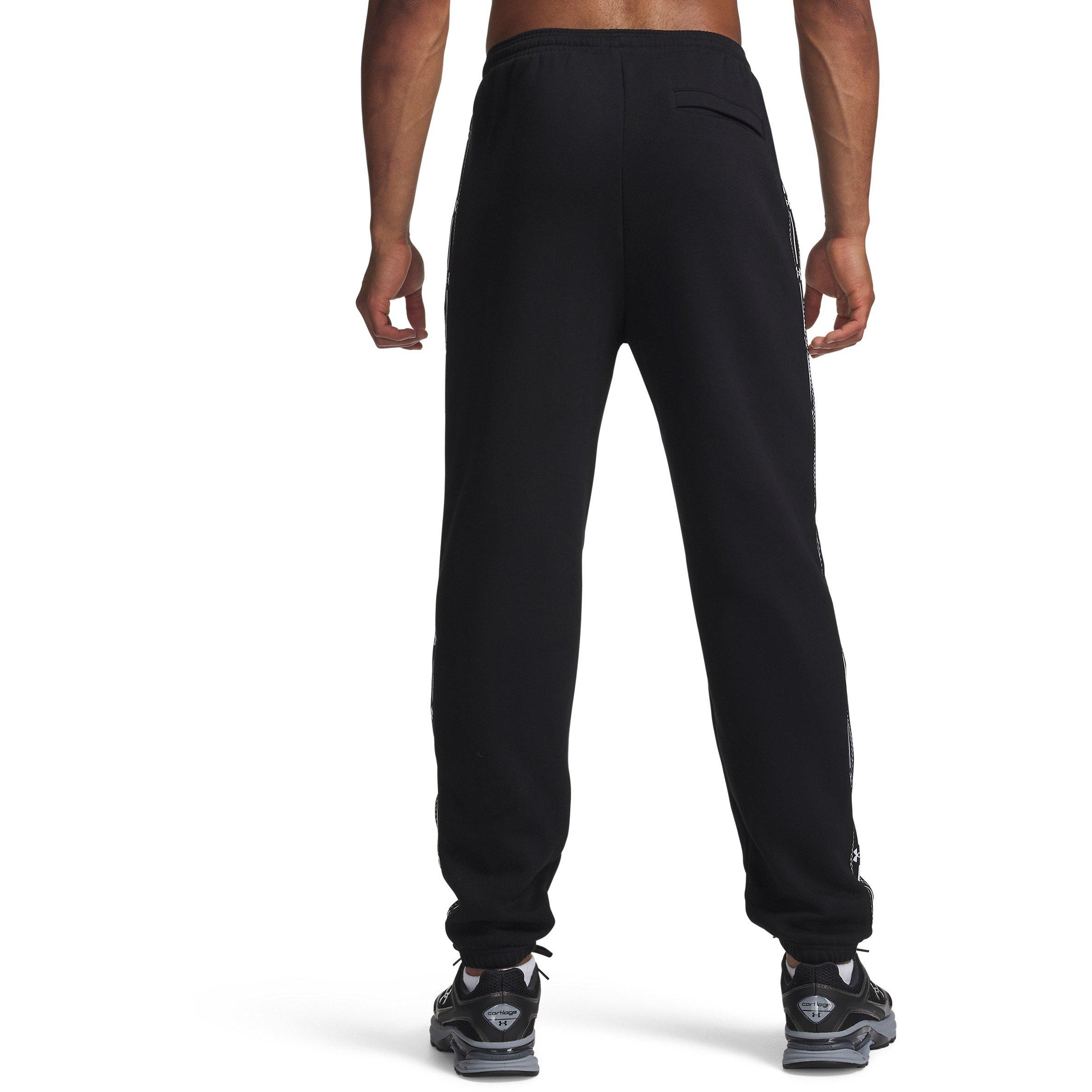 Negro/Blanco - Under Armour - Men's Icon Taping Closed Hem Fleece Joggers - 2