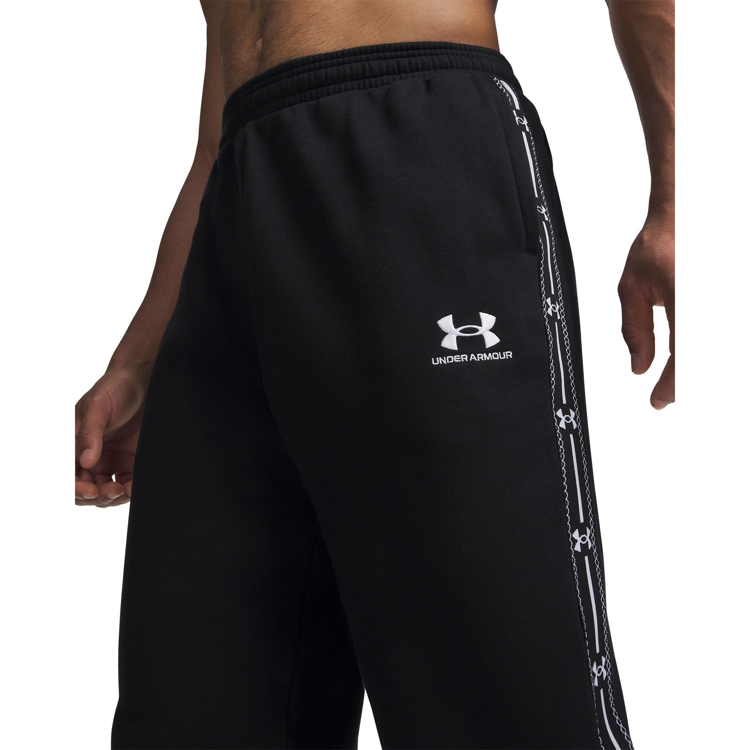 Negro/Blanco - Under Armour - Men's Icon Taping Closed Hem Fleece Joggers - 3