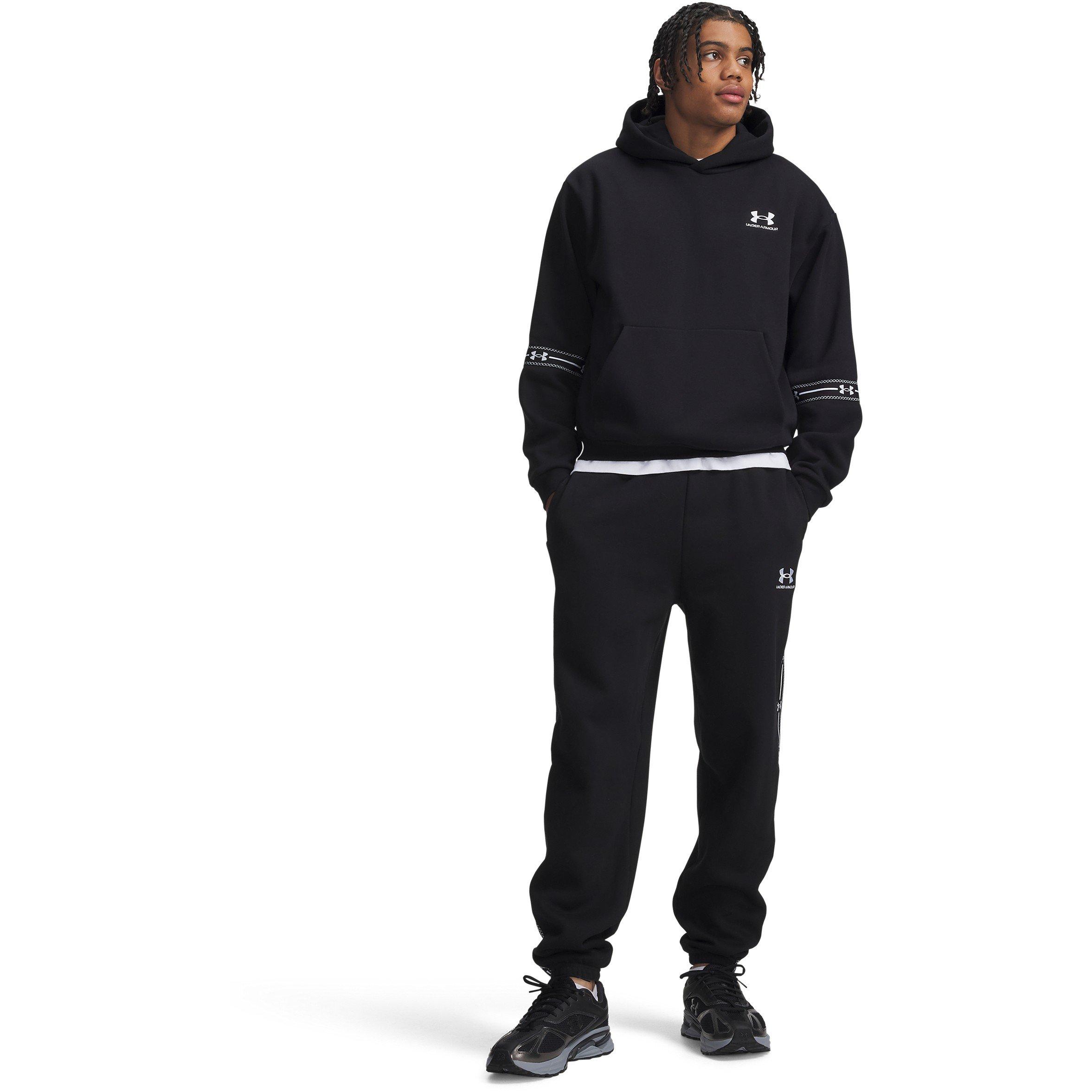 Negro/Blanco - Under Armour - Men's Icon Taping Closed Hem Fleece Joggers - 4