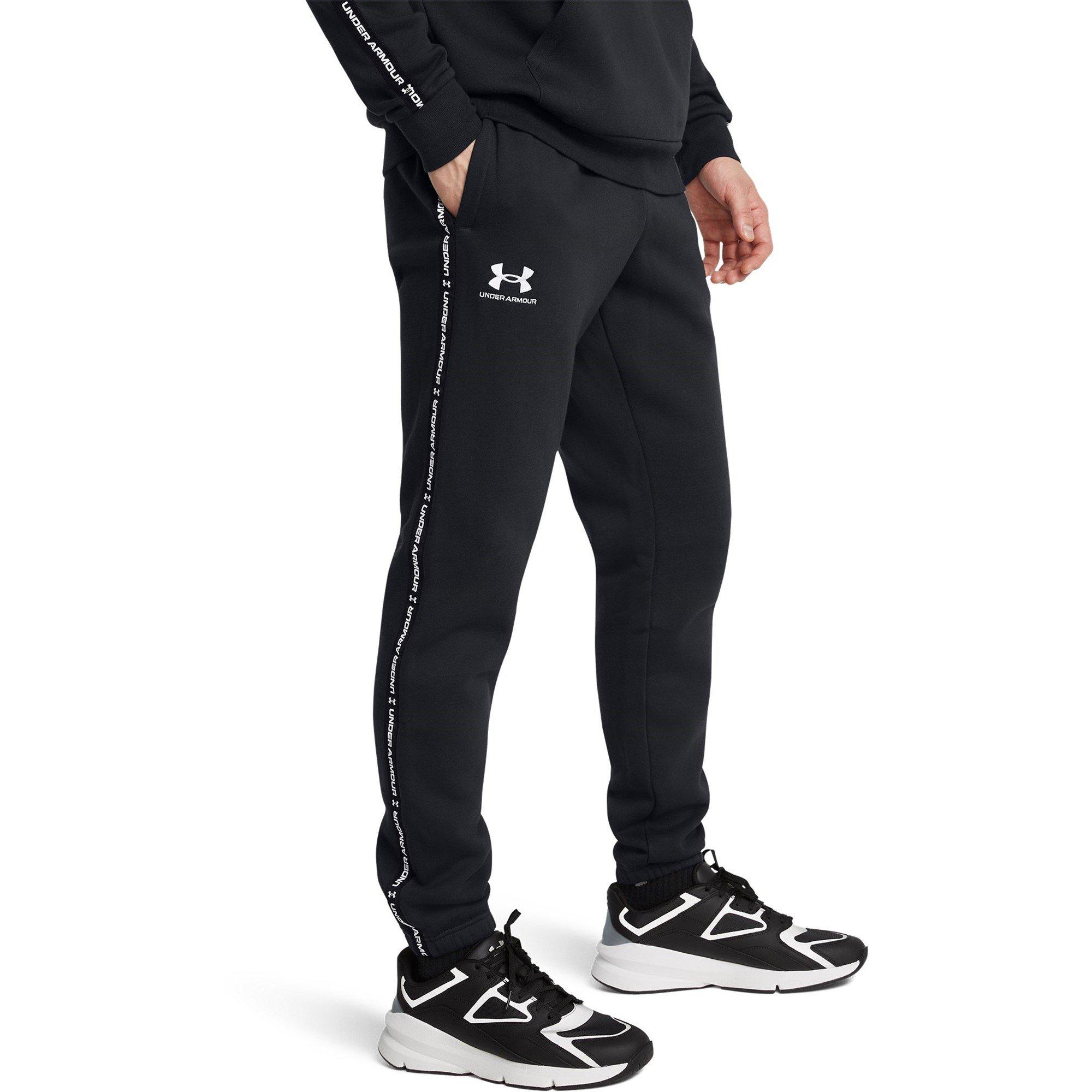 Black - Under Armour - Icon Taping Closed Hem Fleece Joggers - 3