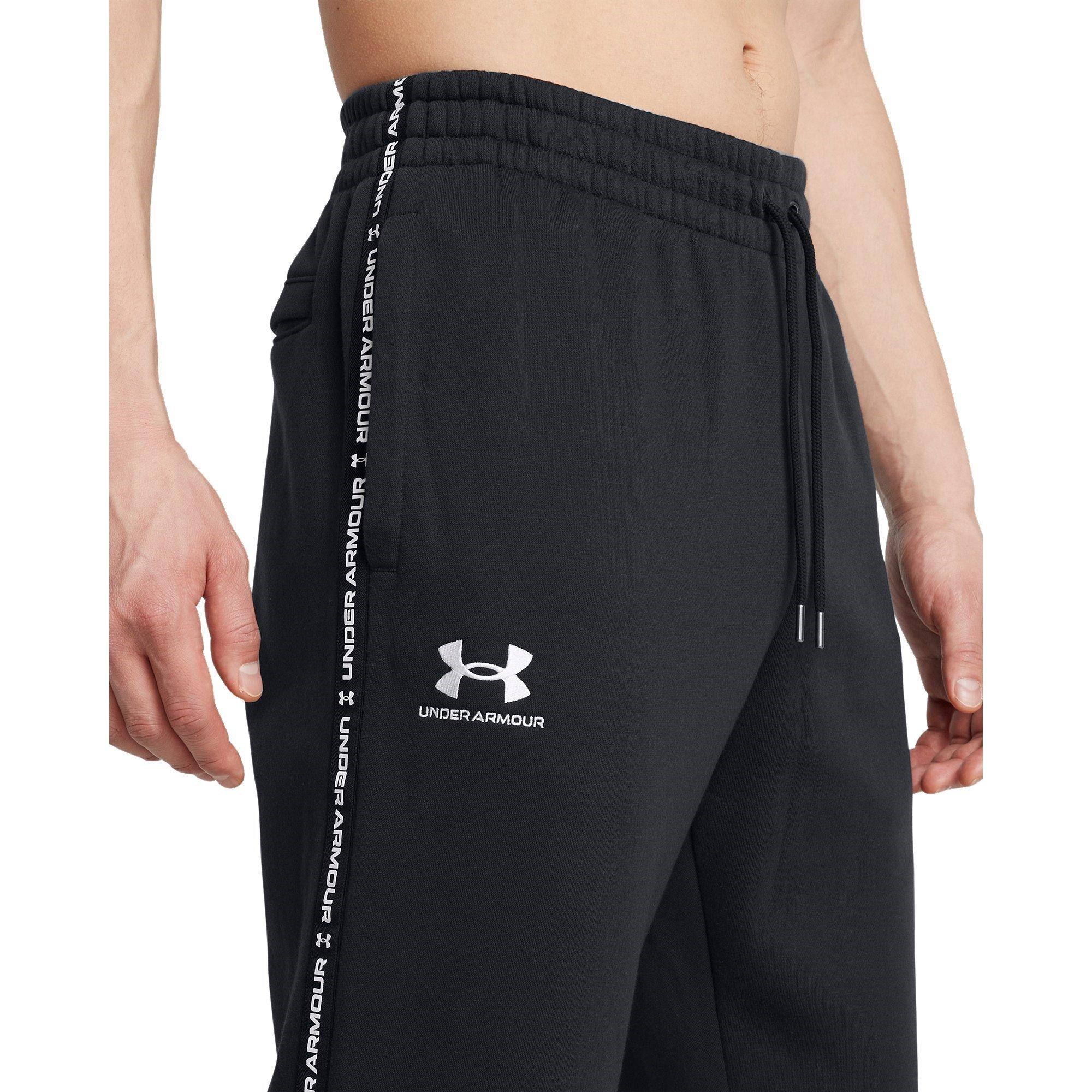 Black - Under Armour - Icon Taping Closed Hem Fleece Joggers - 5