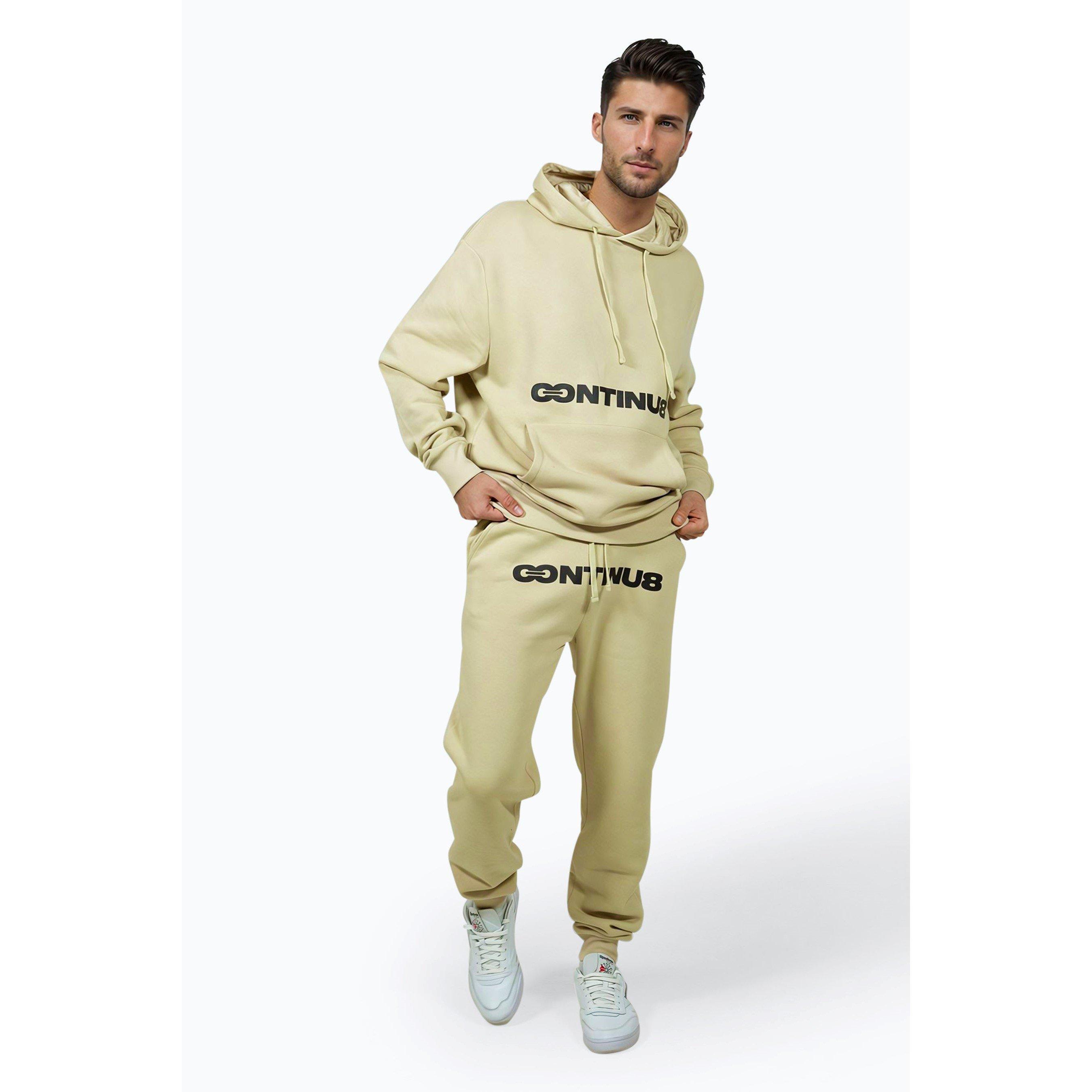 Beige - Hype - Men's Boxy Closed Hem Fleece Jogger - 2
