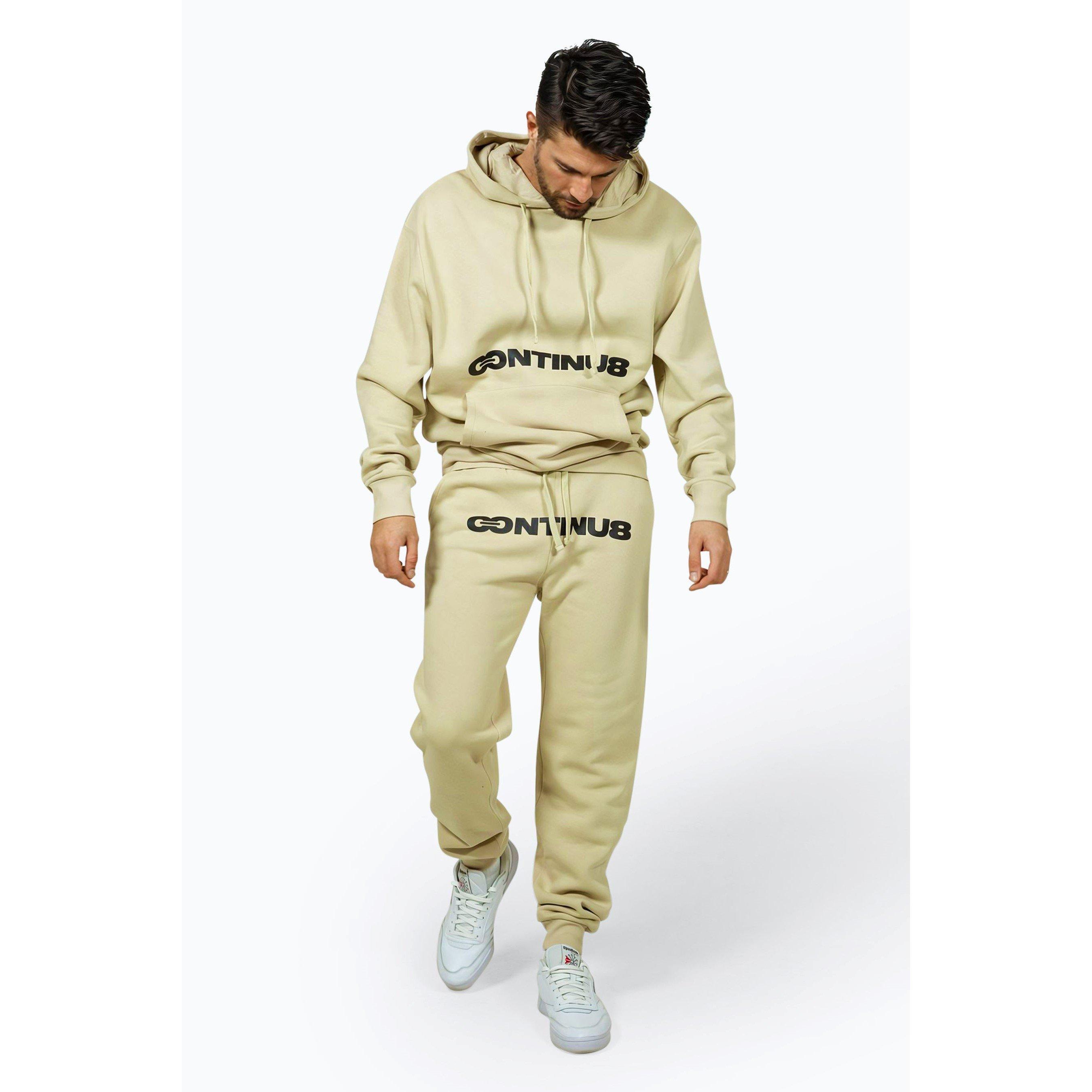 Beige - Hype - Men's Boxy Closed Hem Fleece Jogger - 6